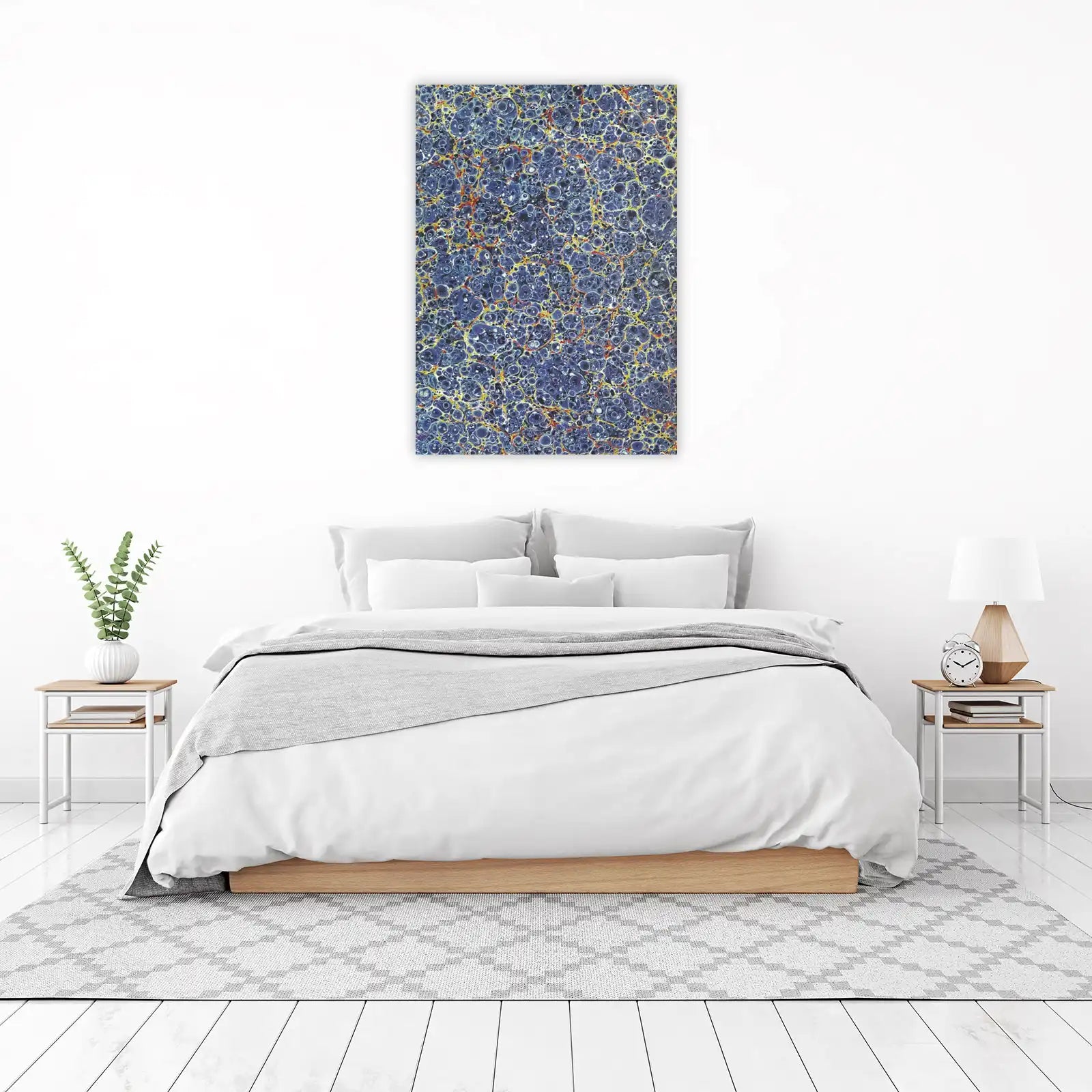 Abstract Blue Marbling Wall Art Art