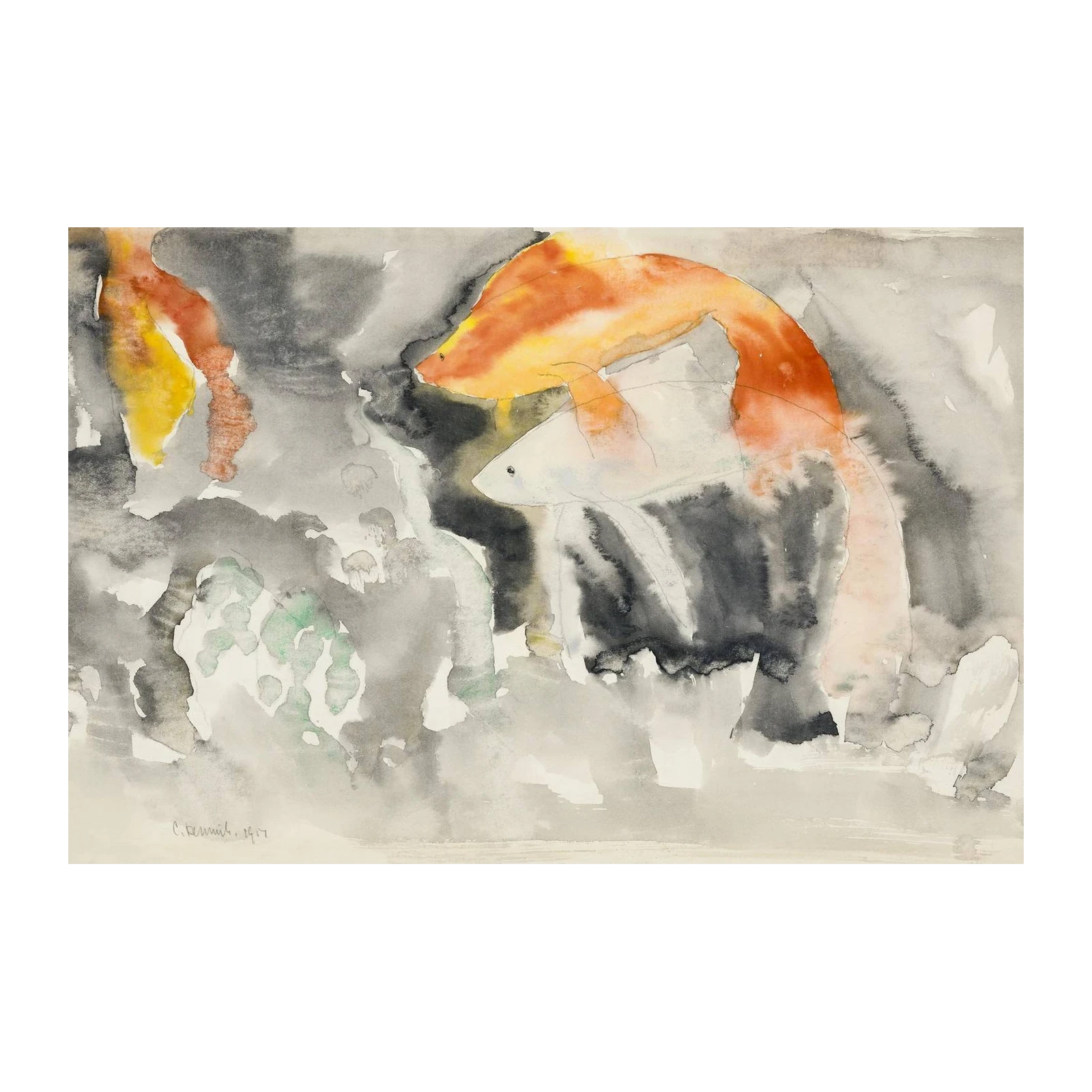 Serene Koi Fish Watercolor Wall Art