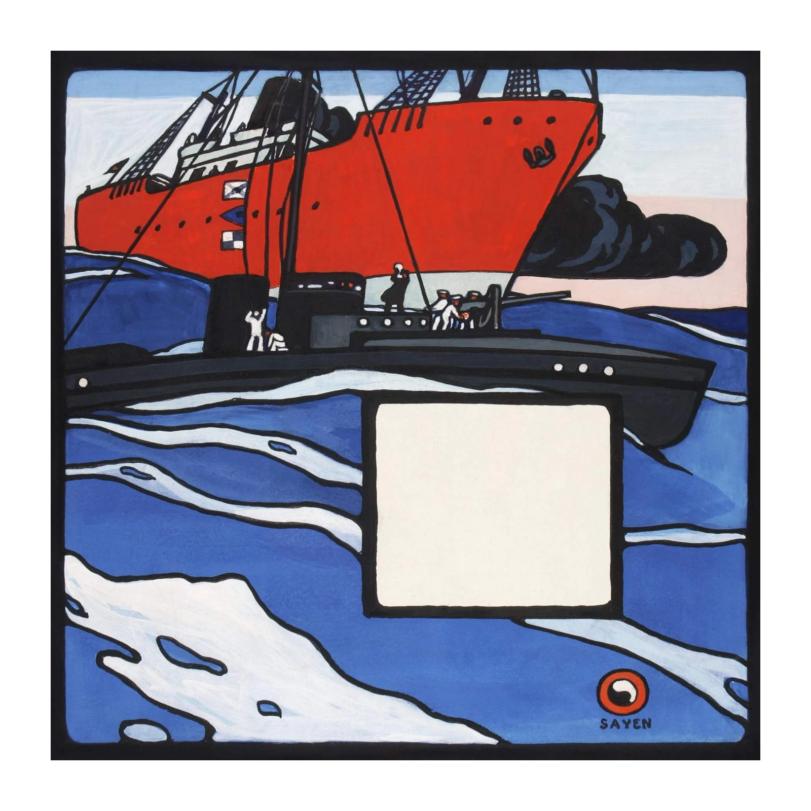 Dramatic Ocean Voyage Red Ship Wall Art
