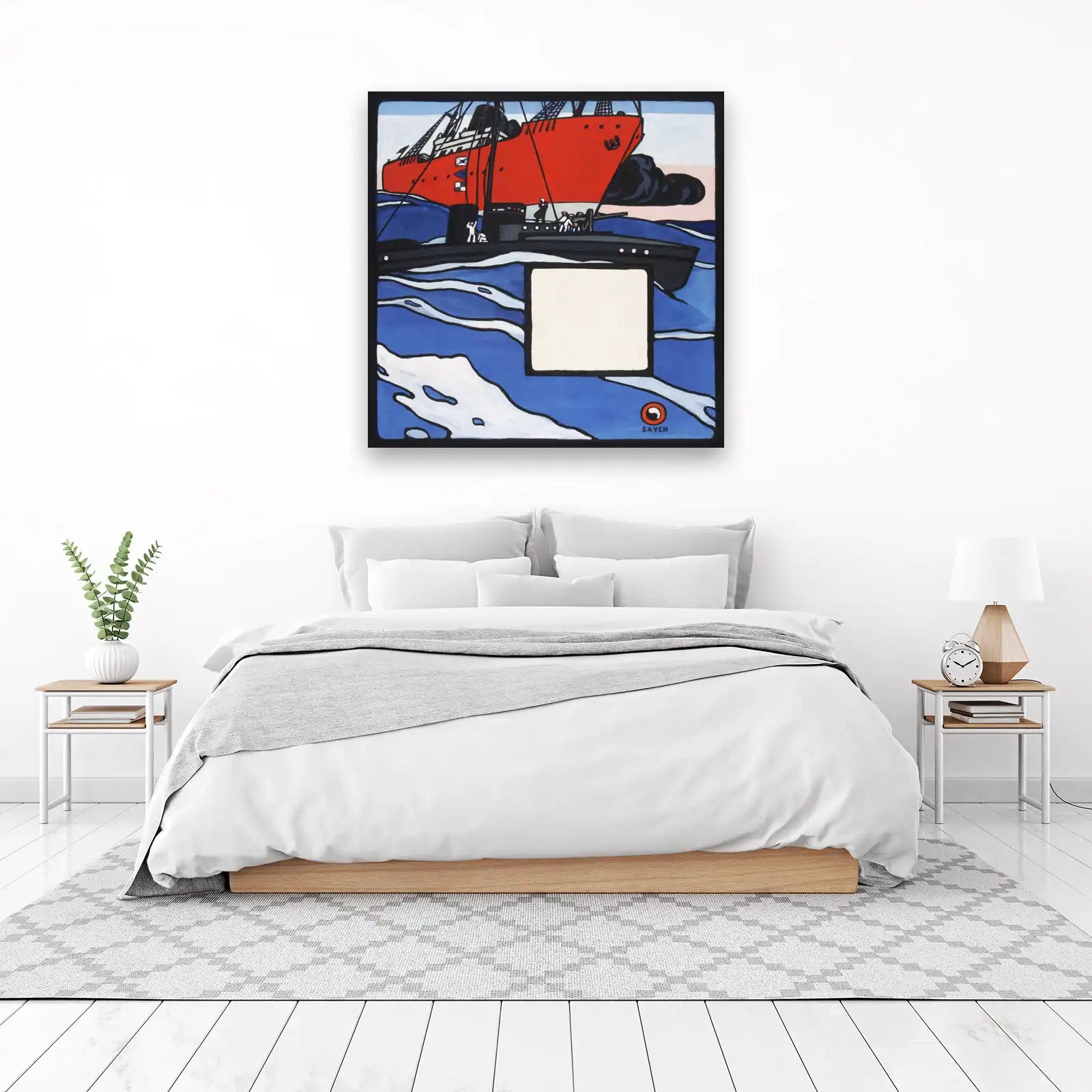 Dramatic Ocean Voyage Red Ship Wall Art