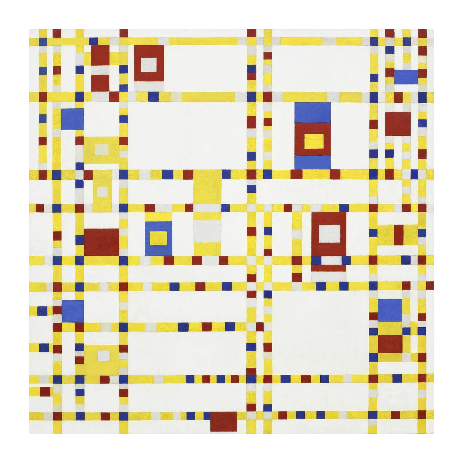 Geometric Harmony Red Blue Yellow Grid Wall Art