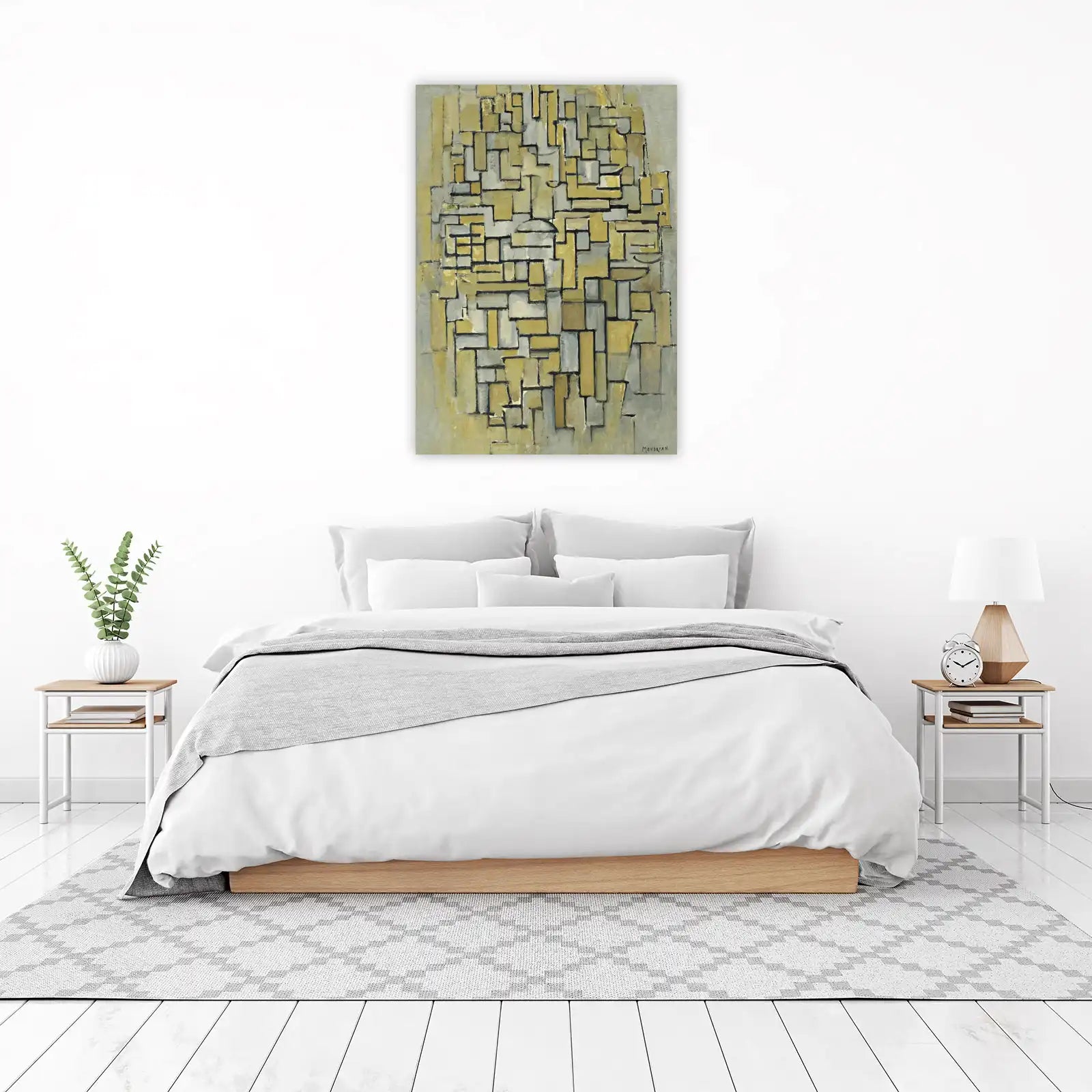 Abstract Geometric Yellow & Gray Wall Art