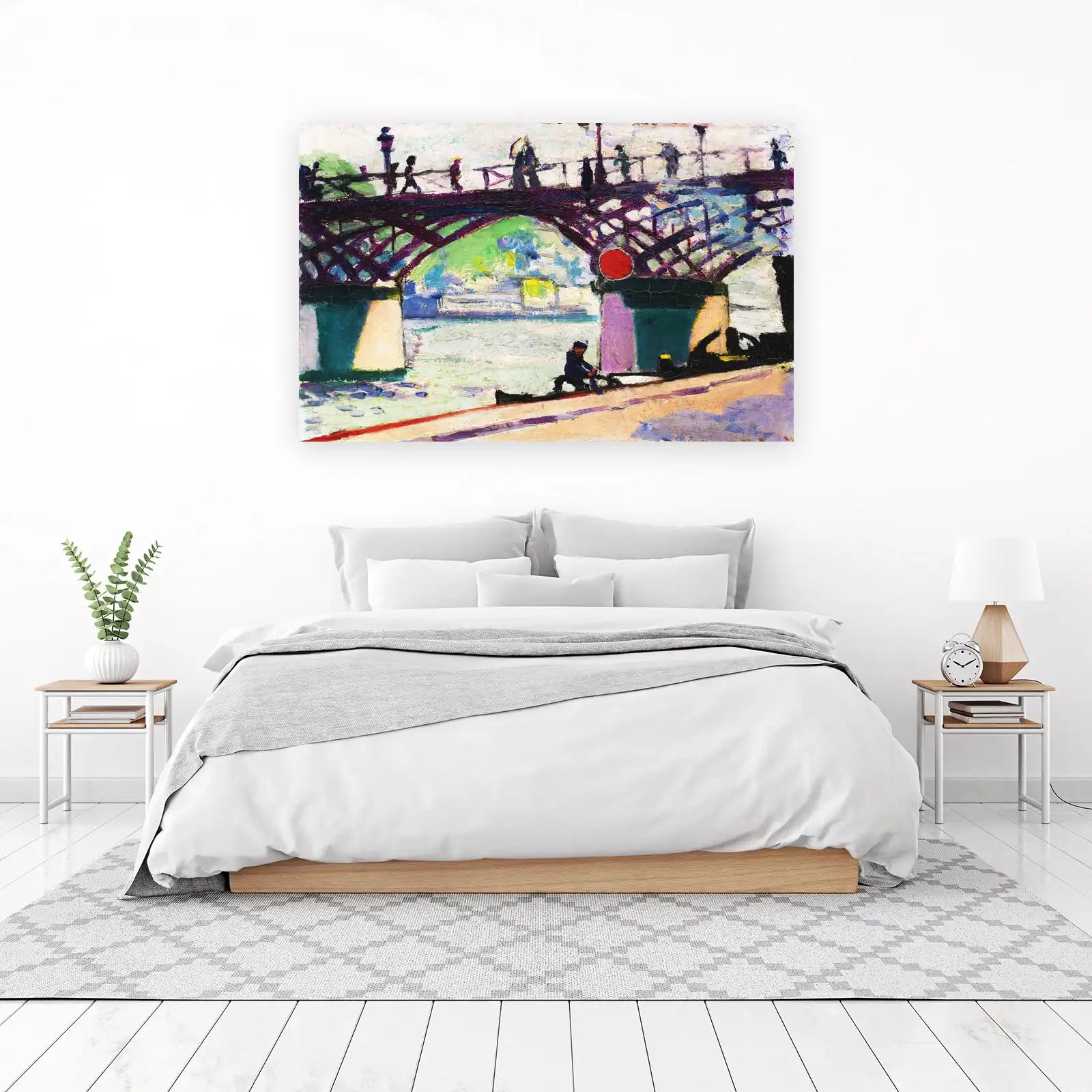 Vibrant Bridge Scene Impressionist Wall Art