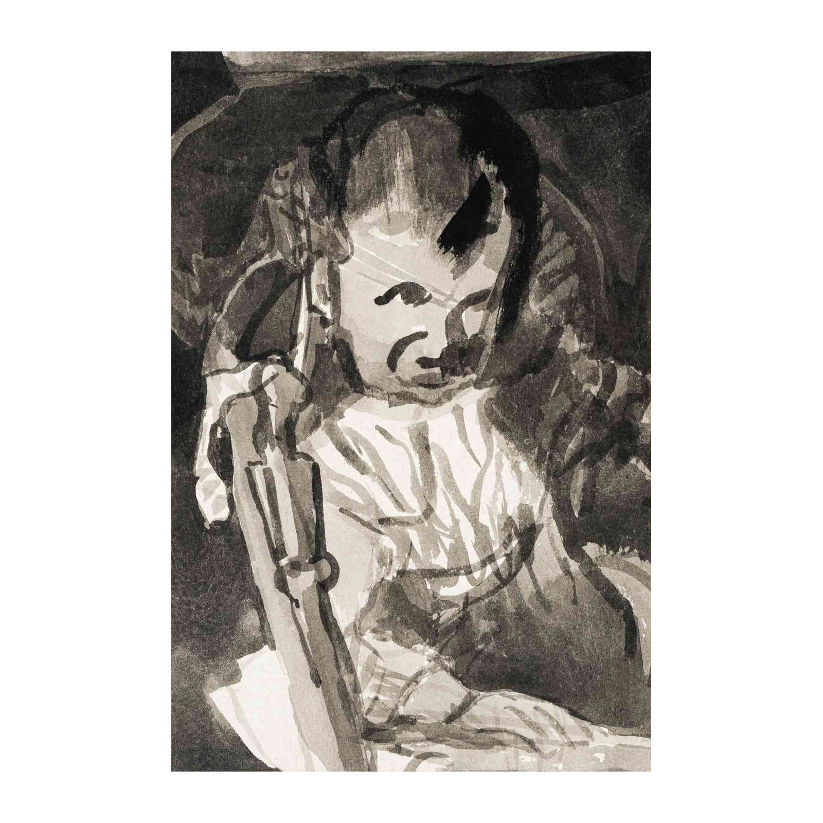 Thoughtful Portrait Sketch Wall Art