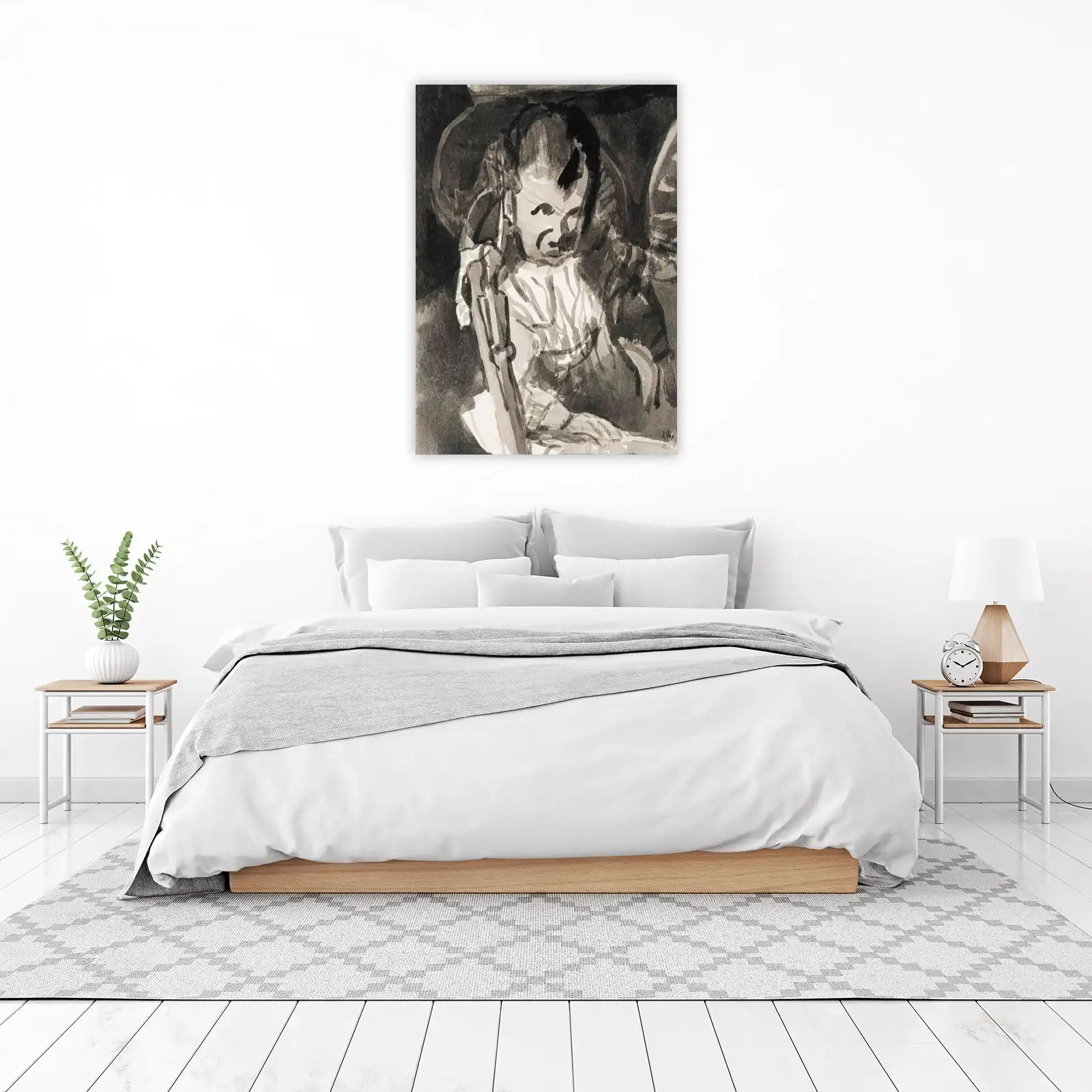 Thoughtful Portrait Sketch Wall Art