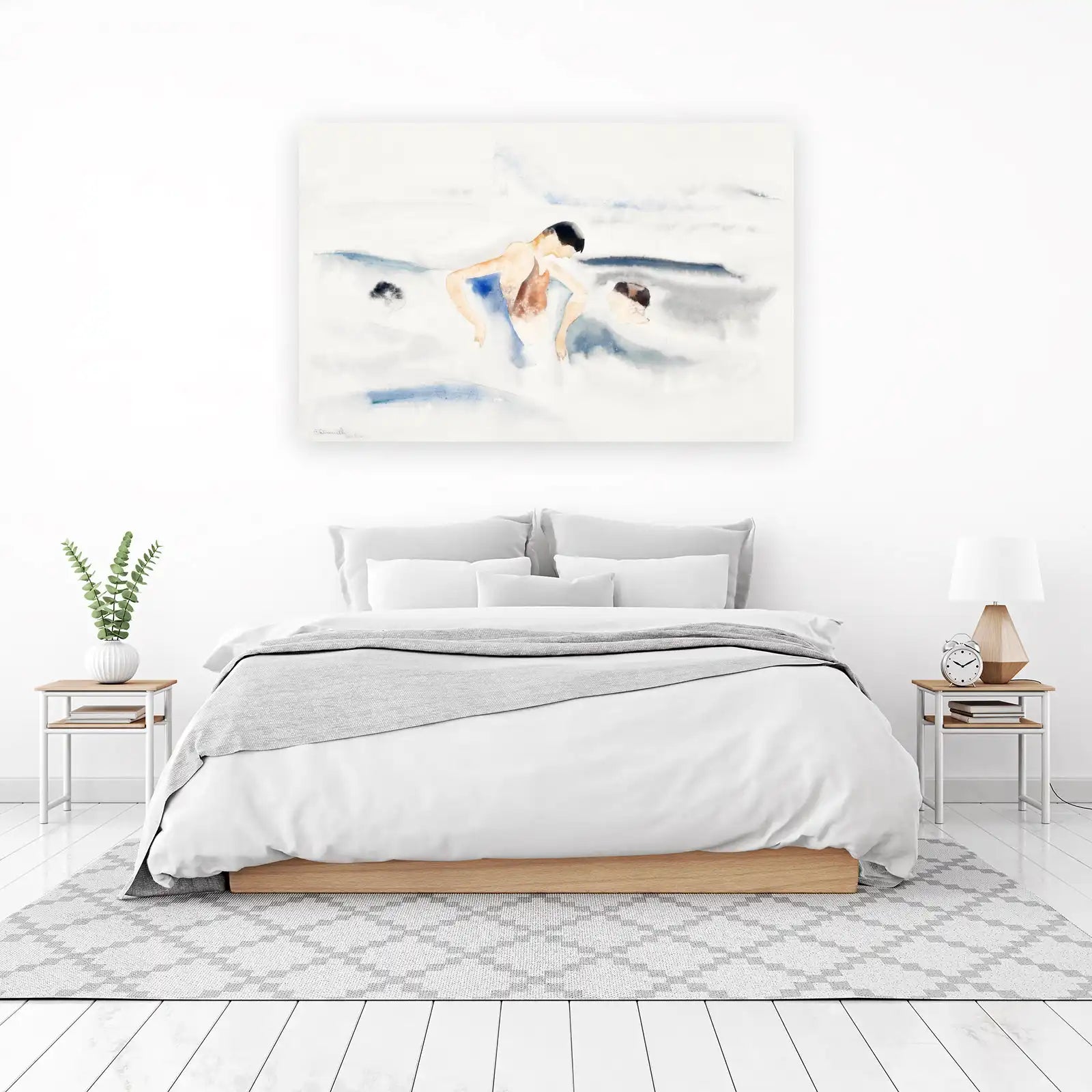 Serene Swimmers Watercolor Wall Art