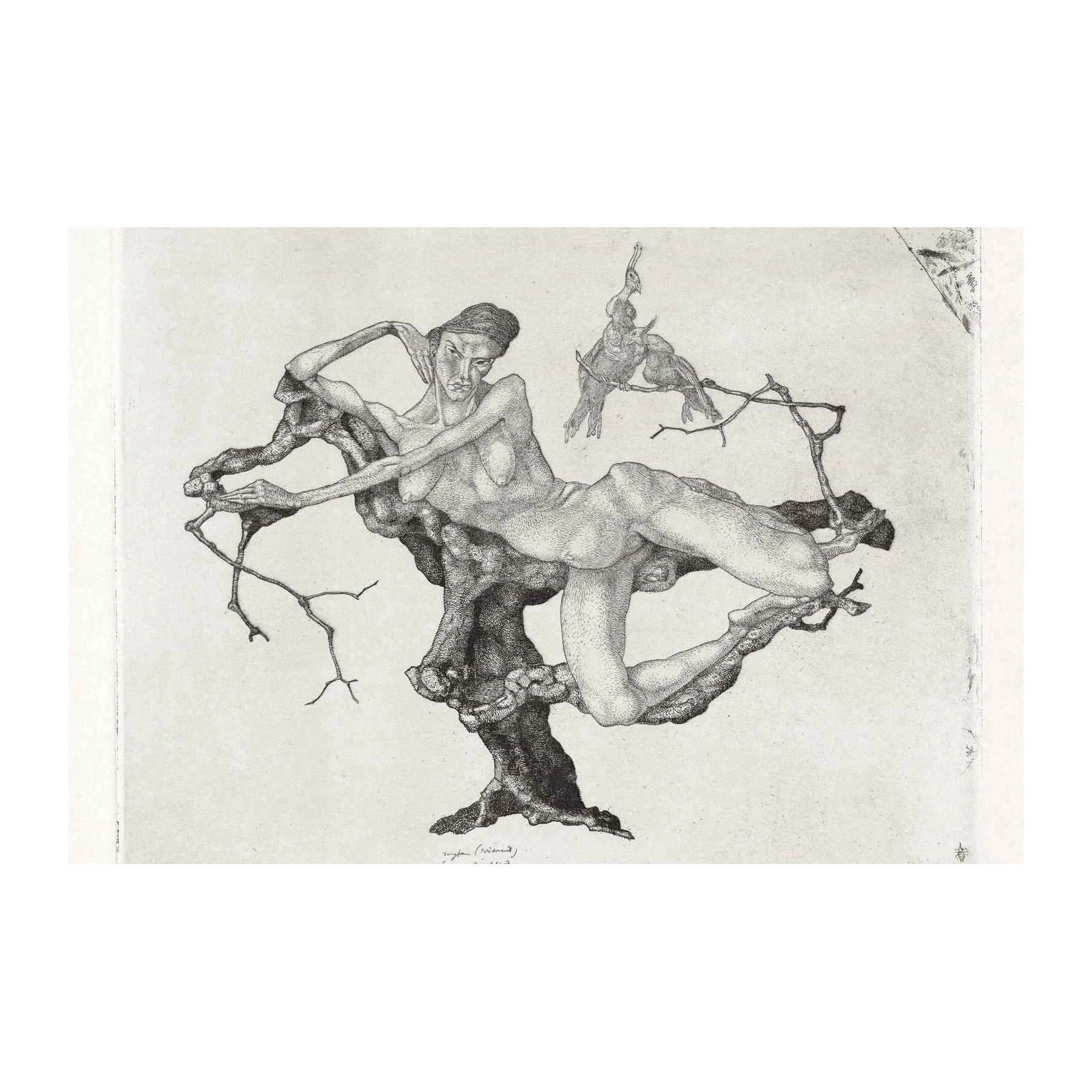 Surrealist Nude with Birds Wall Art