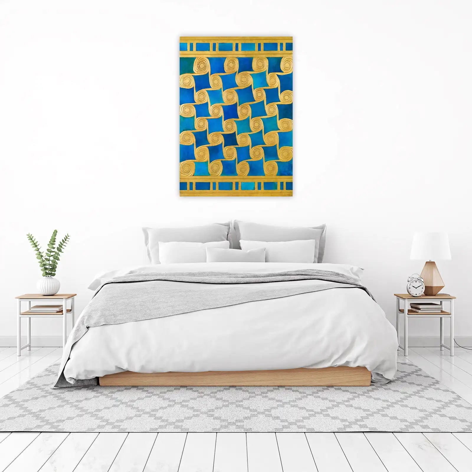Gold & Blue Swirl Art Nouveau Wall Art