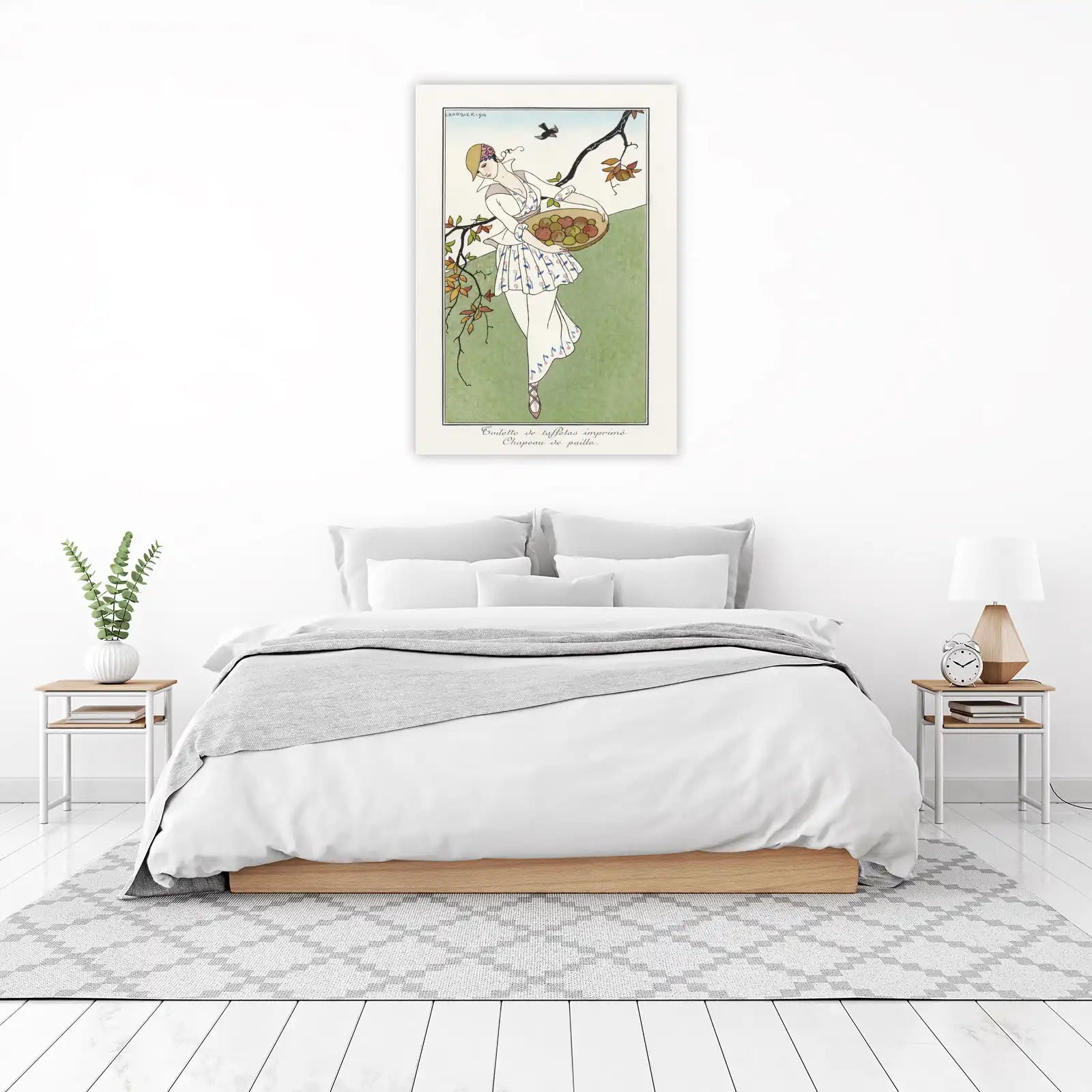 Elegant Art Deco Woman Fruit Basket Wall Art