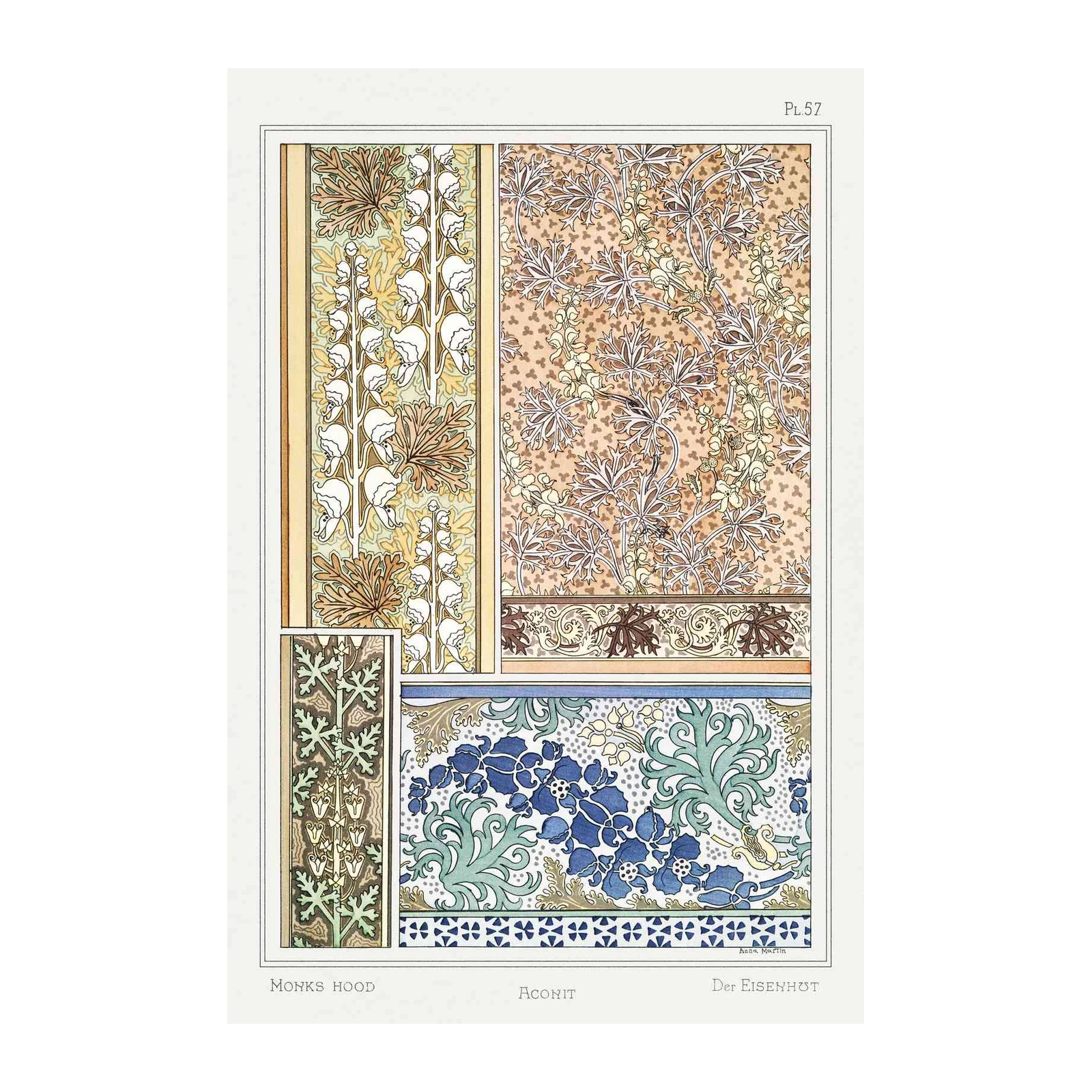 Monks Hood Art Nouveau Floral Wall Art