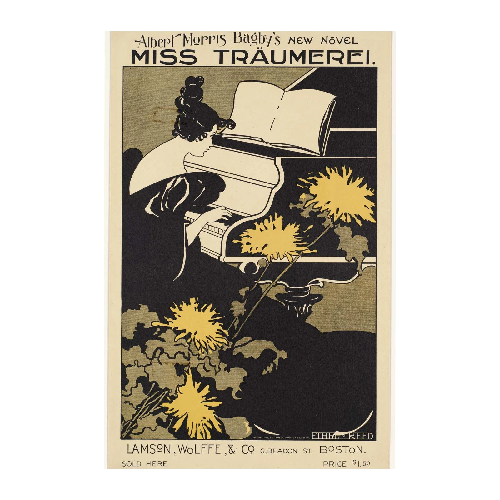 Vintage Piano Lady & Flowers Wall Art