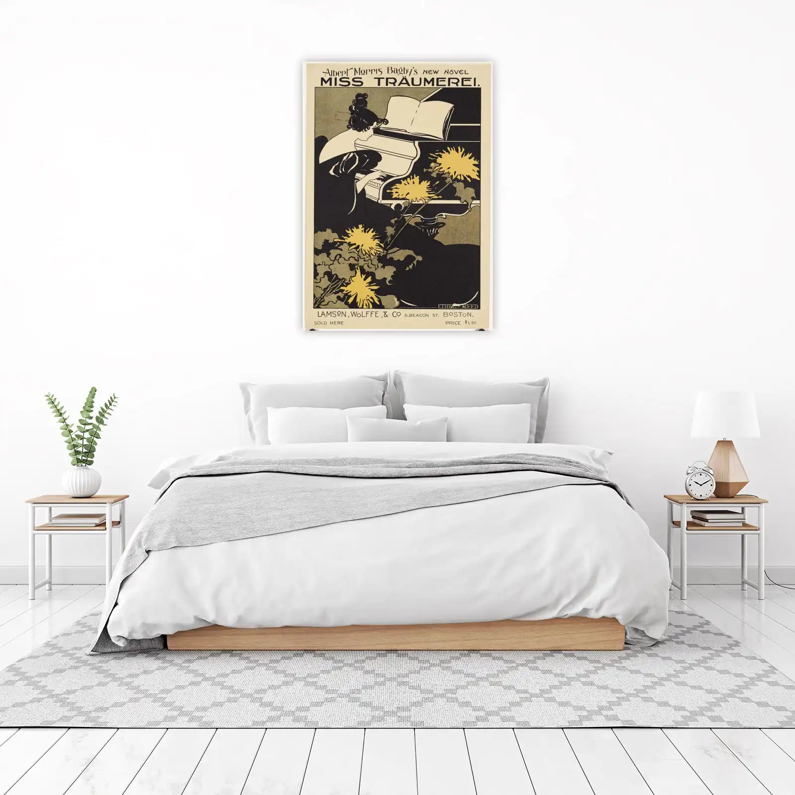 Vintage Piano Lady & Flowers Wall Art