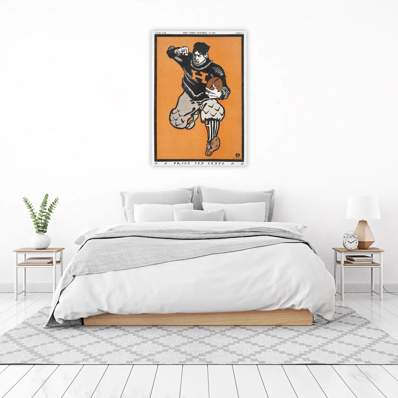 Vintage Football Player 'H' Mascot Wall Art