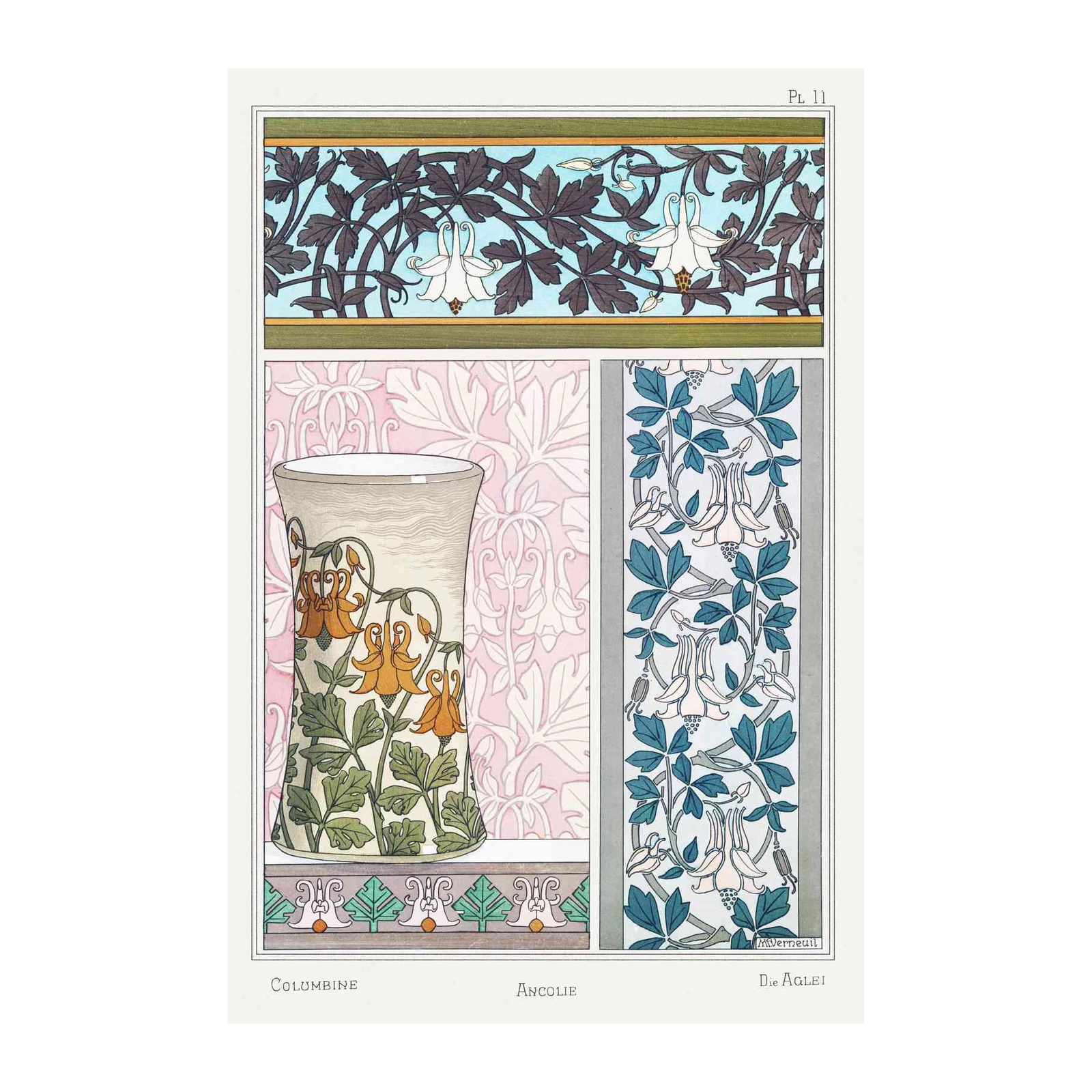 Elegant Columbine Floral Art Wall Art