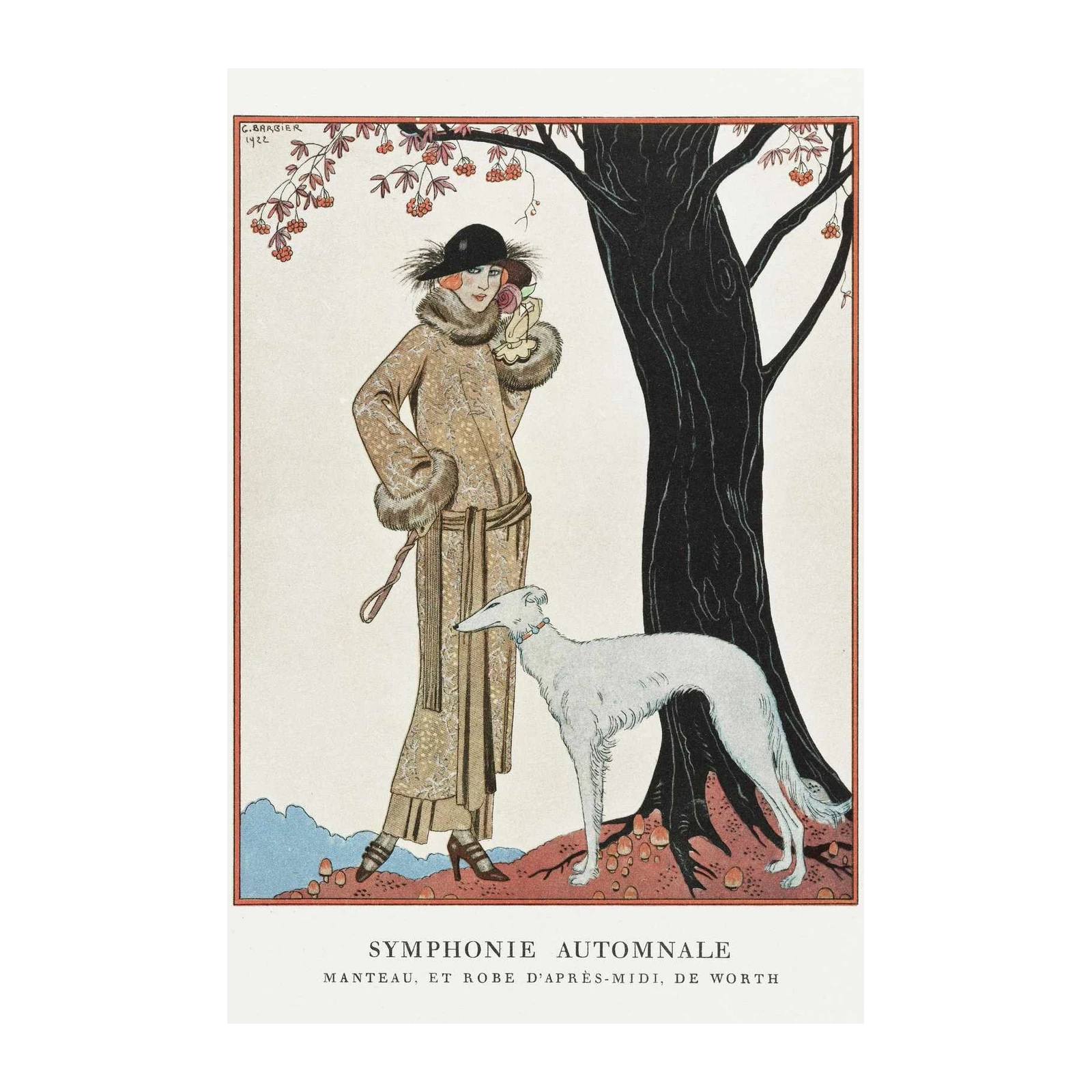 Art Deco Autumn Fashion Dog Wall Art