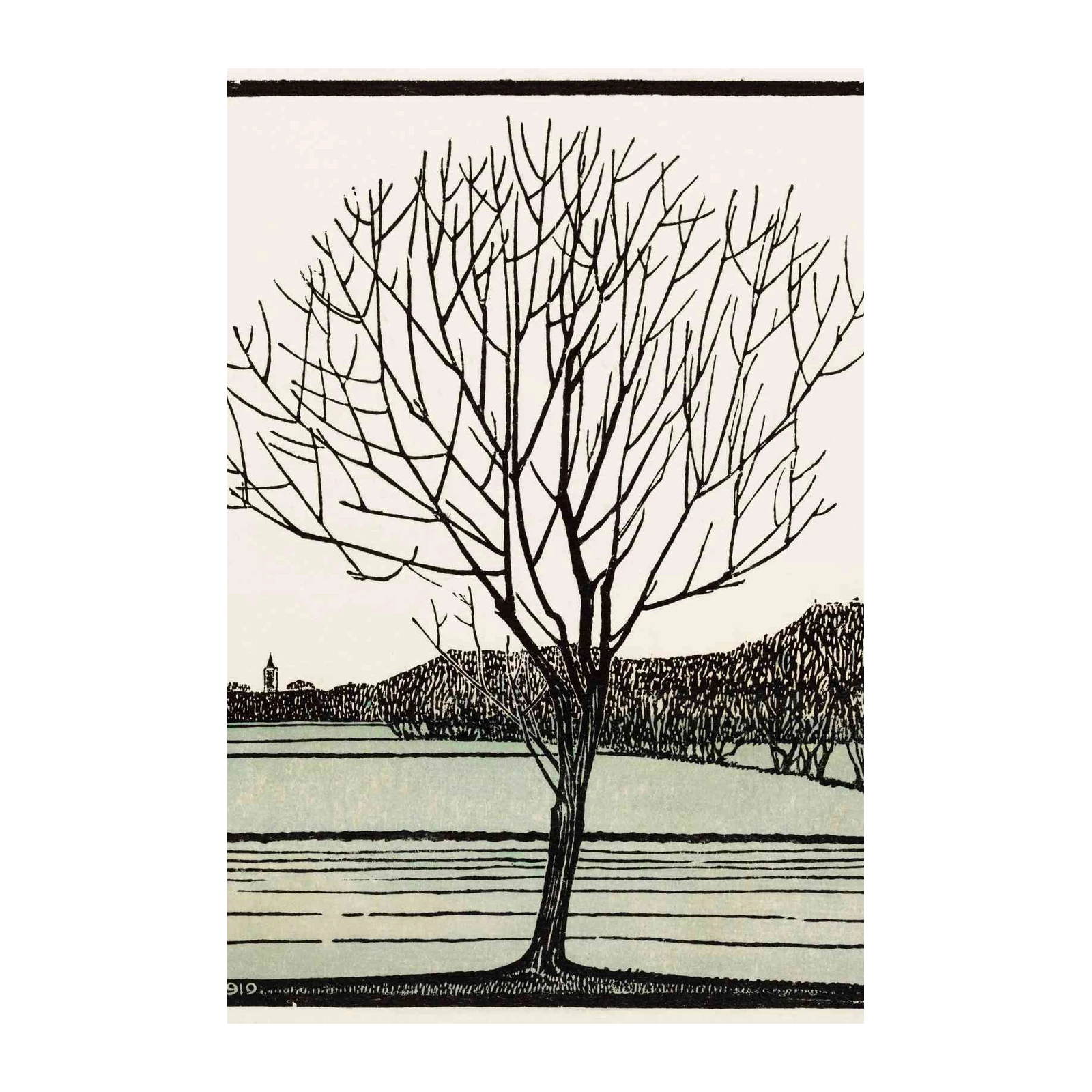 Minimalist Winter Tree Landscape Wall Art