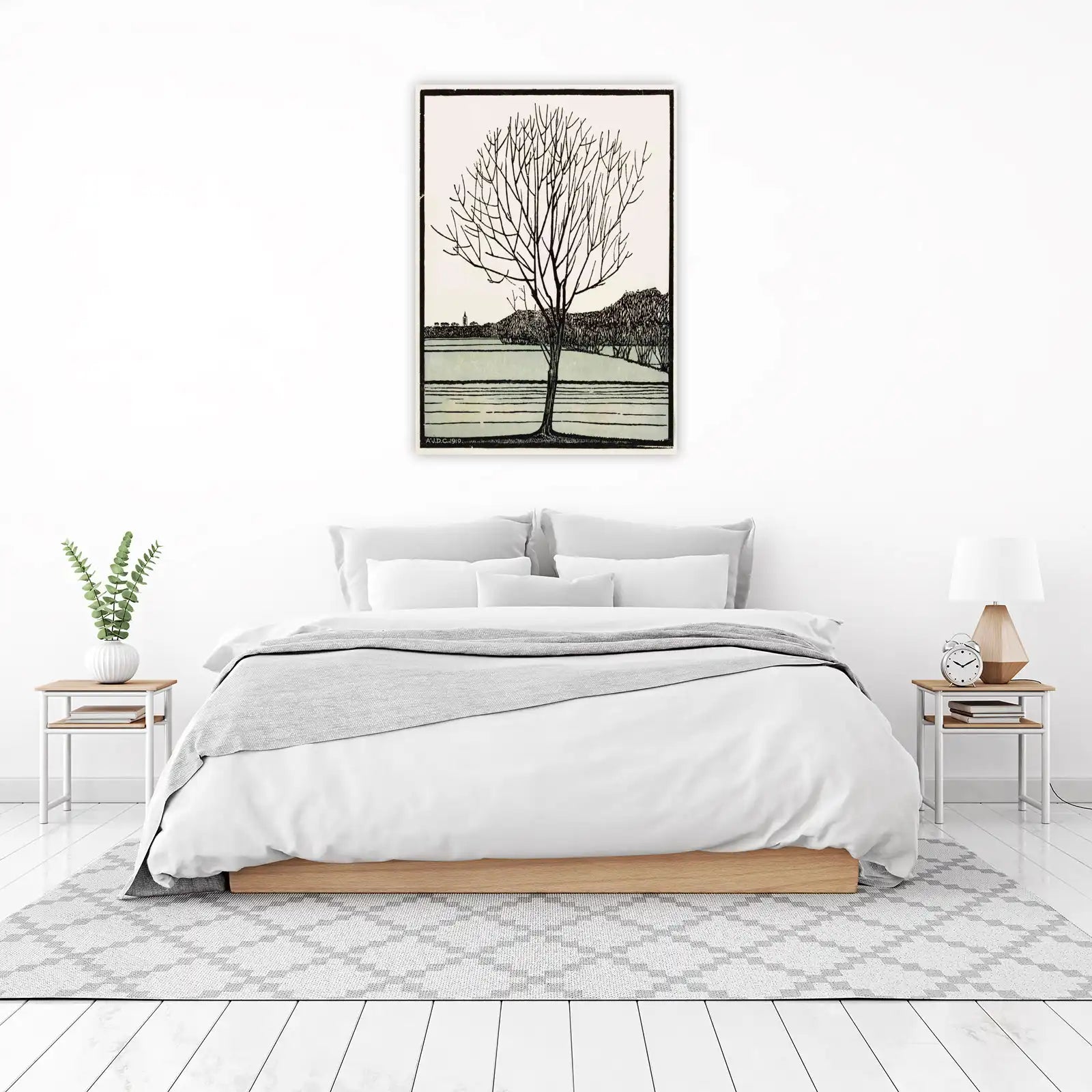 Minimalist Winter Tree Landscape Wall Art