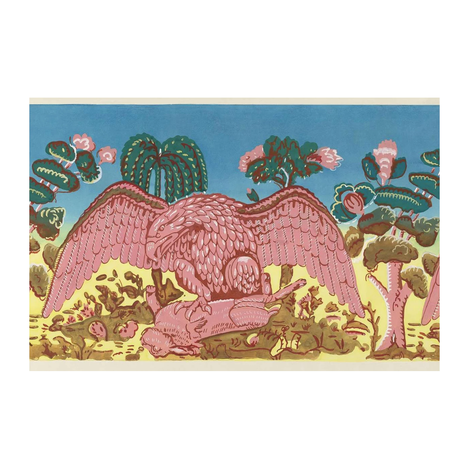 Mythical Eagle & Prey Pink Art Wall Art