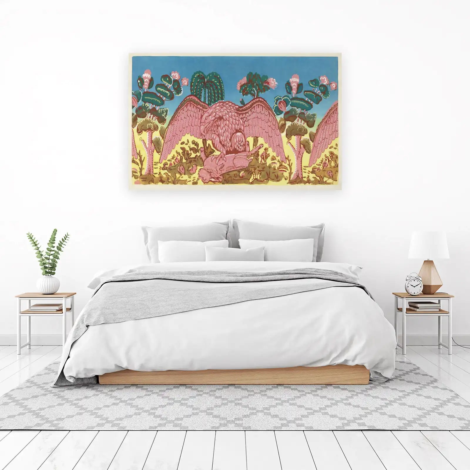Mythical Eagle & Prey Pink Art Wall Art