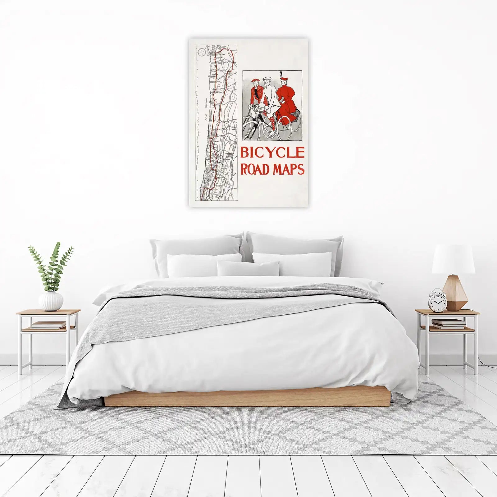 Vintage Bicycle Road Map Wall Art Wall Art