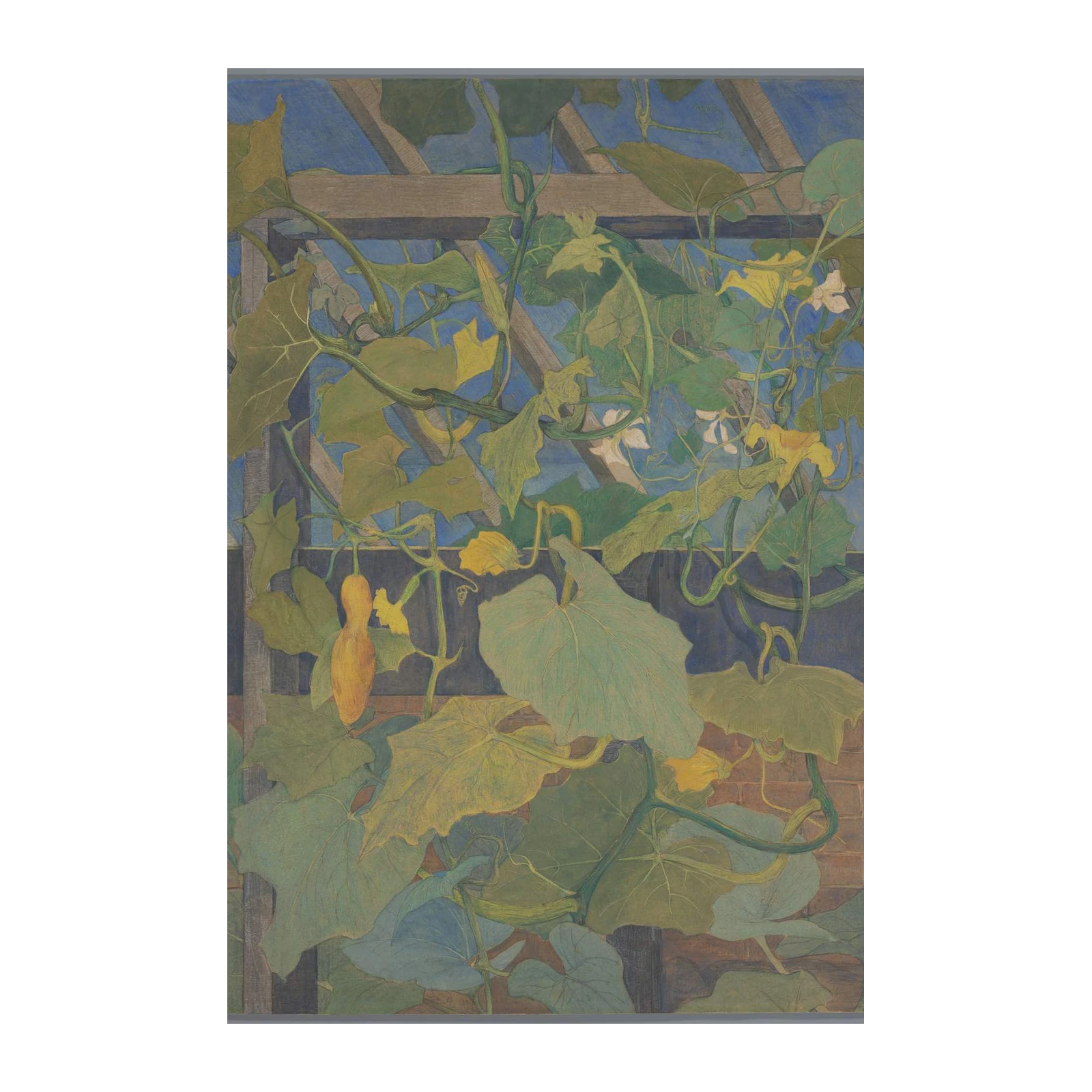 Vibrant Botanical Garden Courgette Wall Art