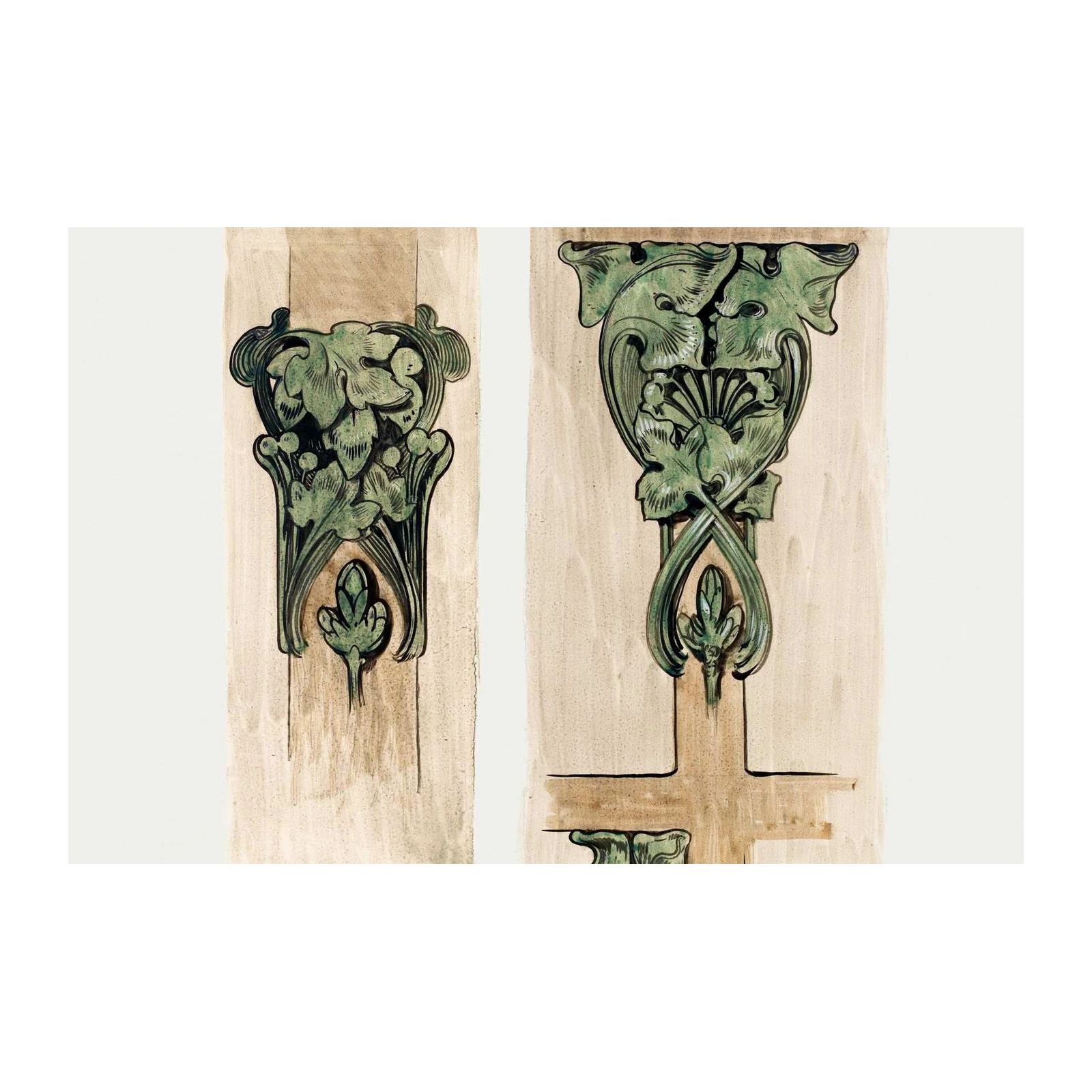 Art Nouveau Botanical Scroll Wall Art