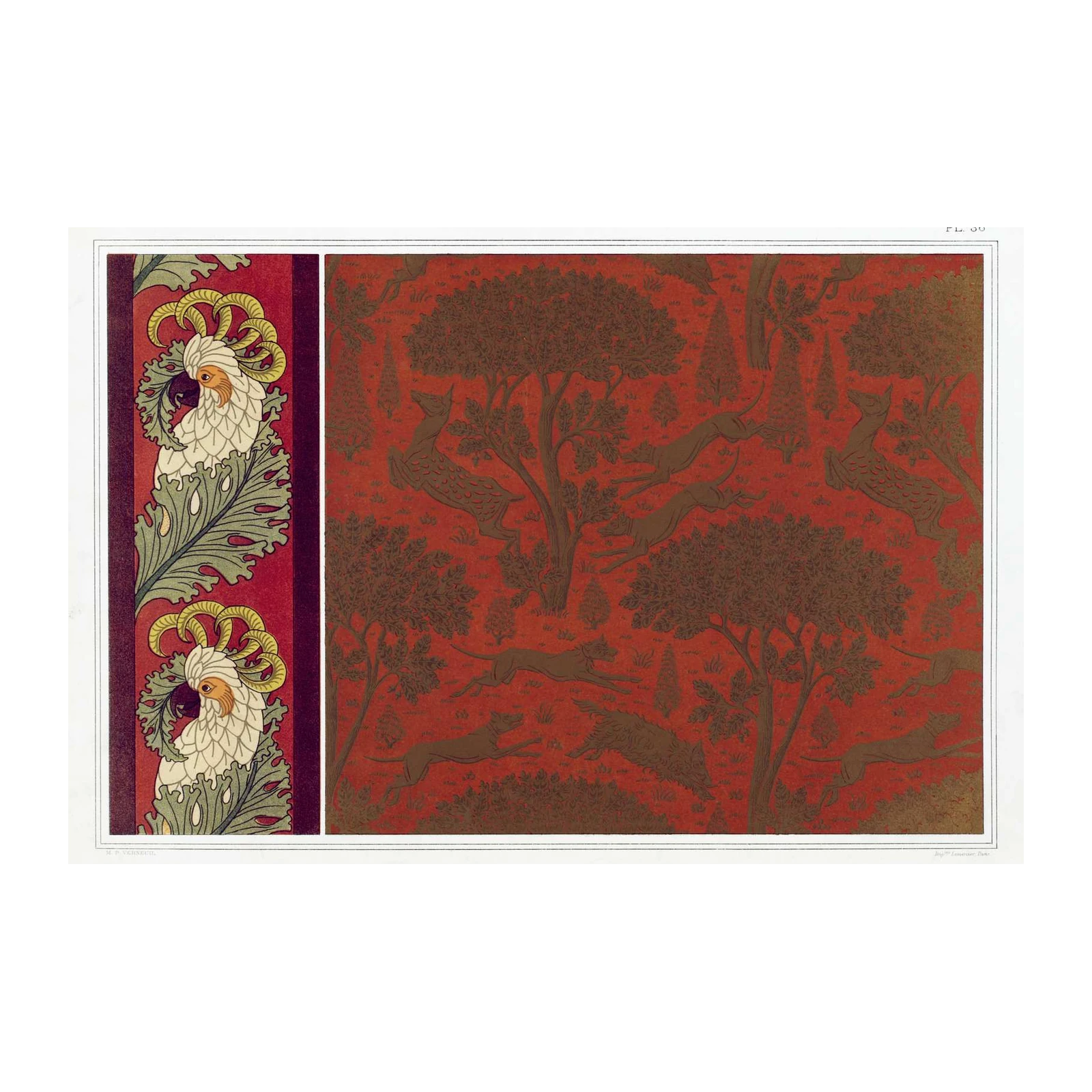 Vintage Animal Forest Scene Wall Art