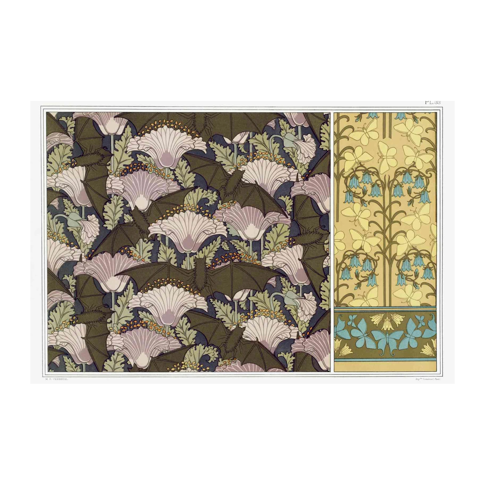 Art Nouveau Bat & Poppy Wall Art