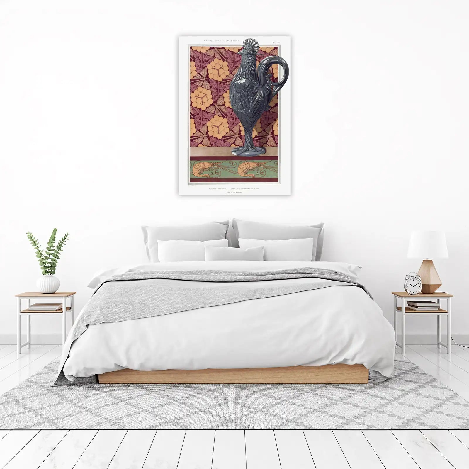 Art Nouveau Rooster & Nature Vintage Wall Art