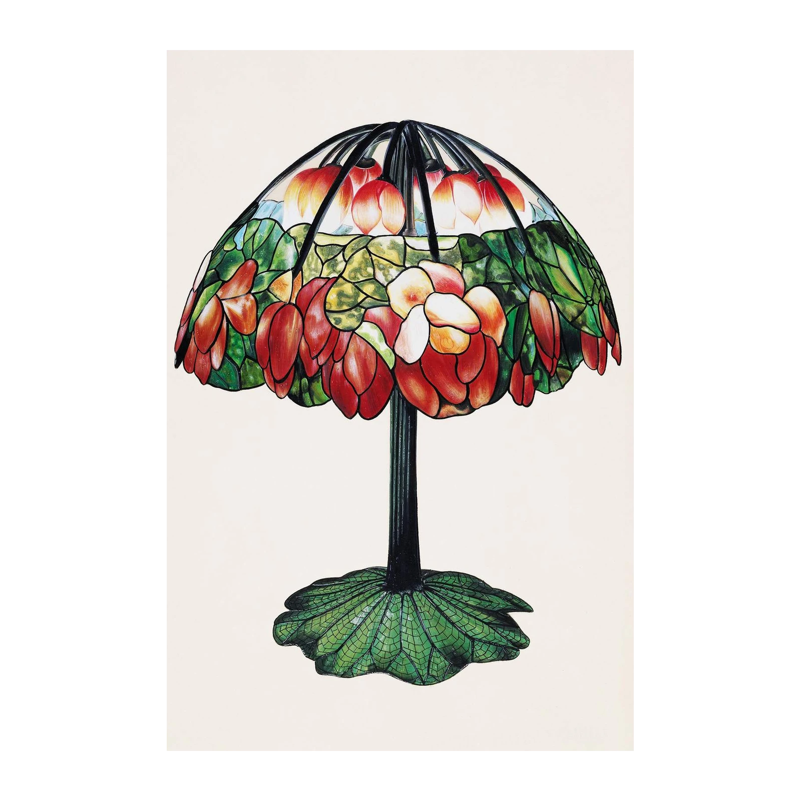Stunning Red Tulip Tiffany Style Wall Art