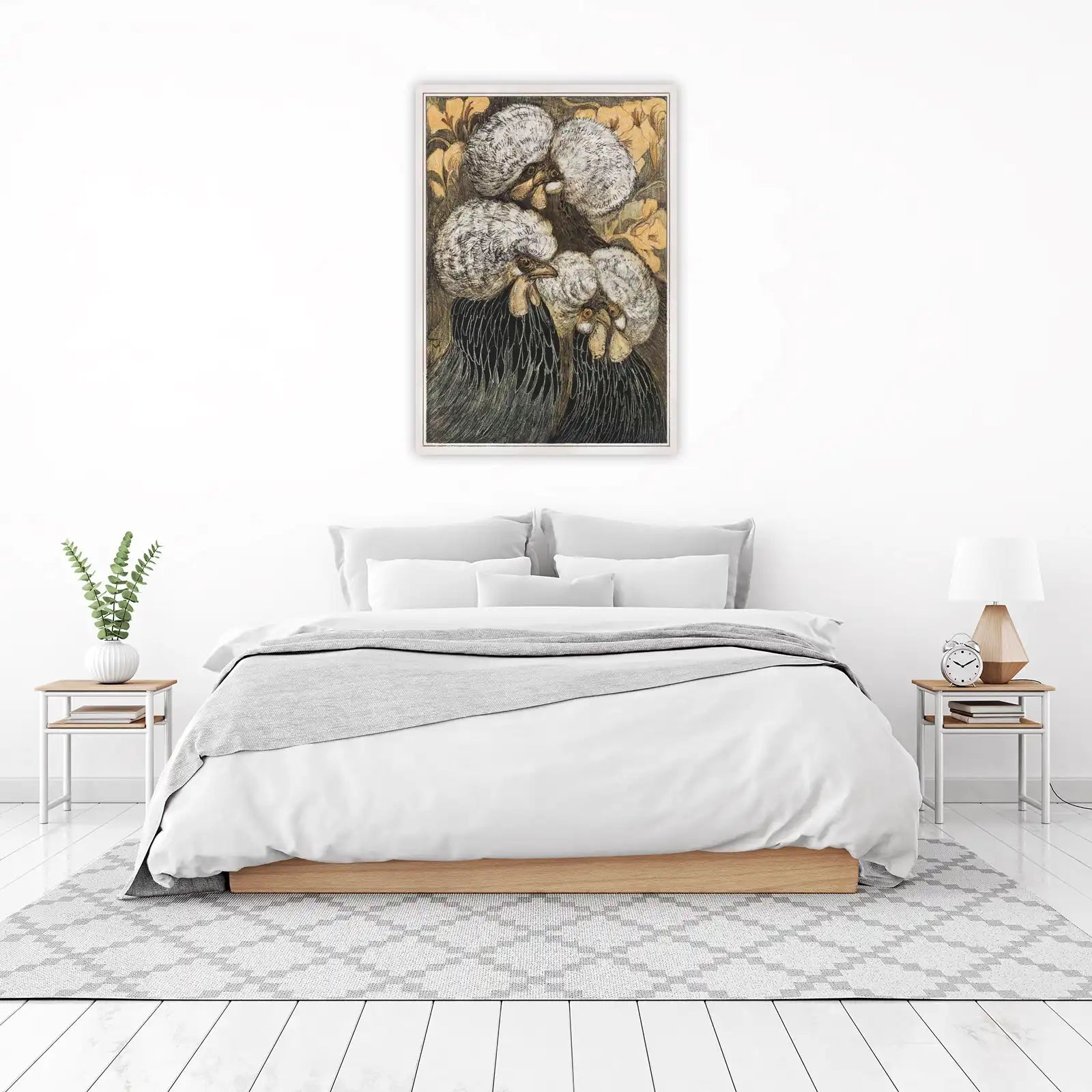 Whimsical Polish Rooster Flock Wall Art