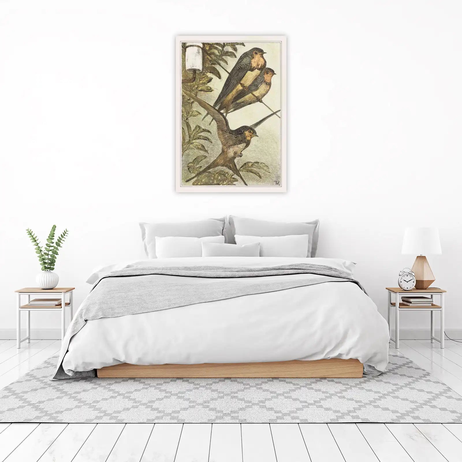 Swallow Serenade Vintage Bird Art Wall Art