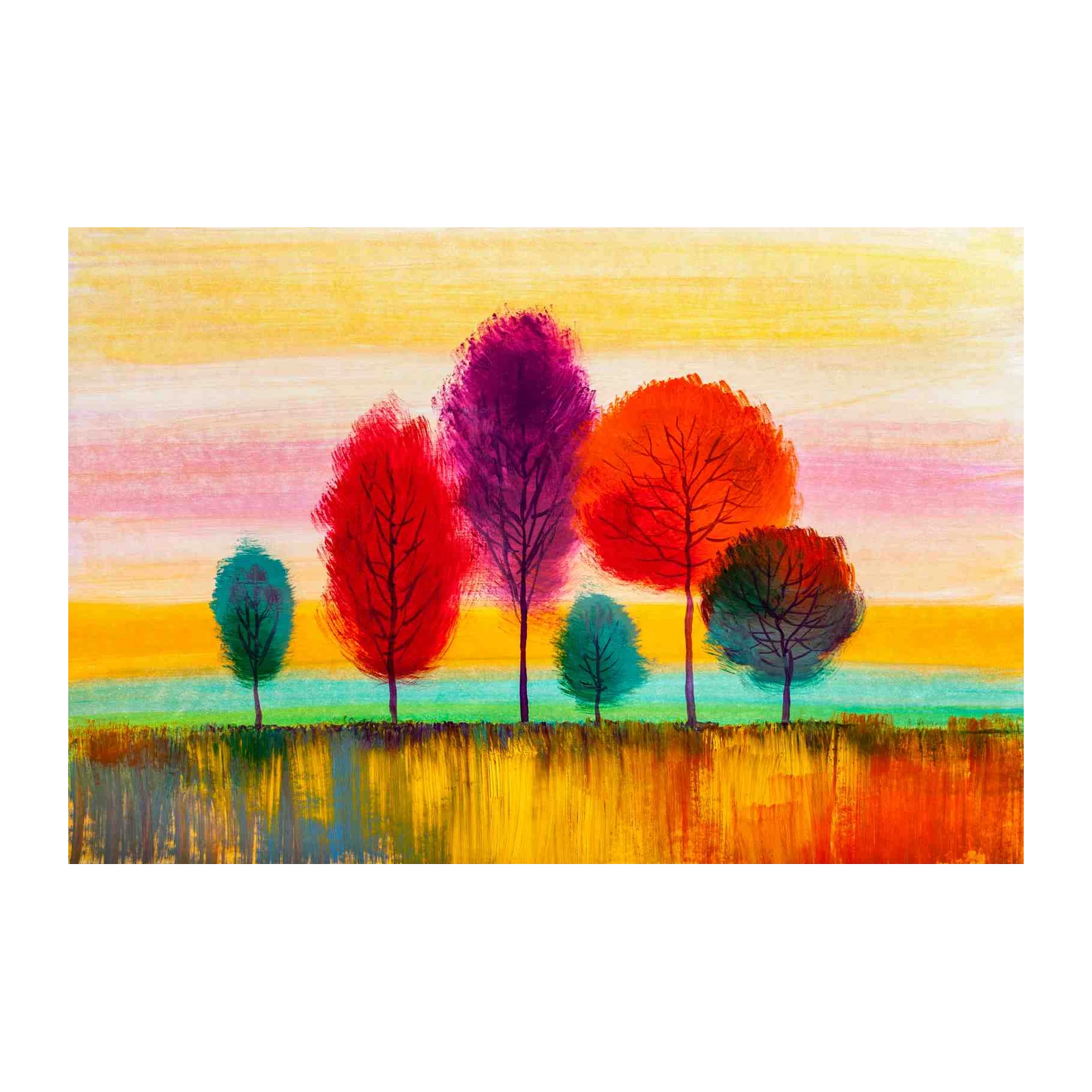 Vibrant Abstract Trees Wall Art