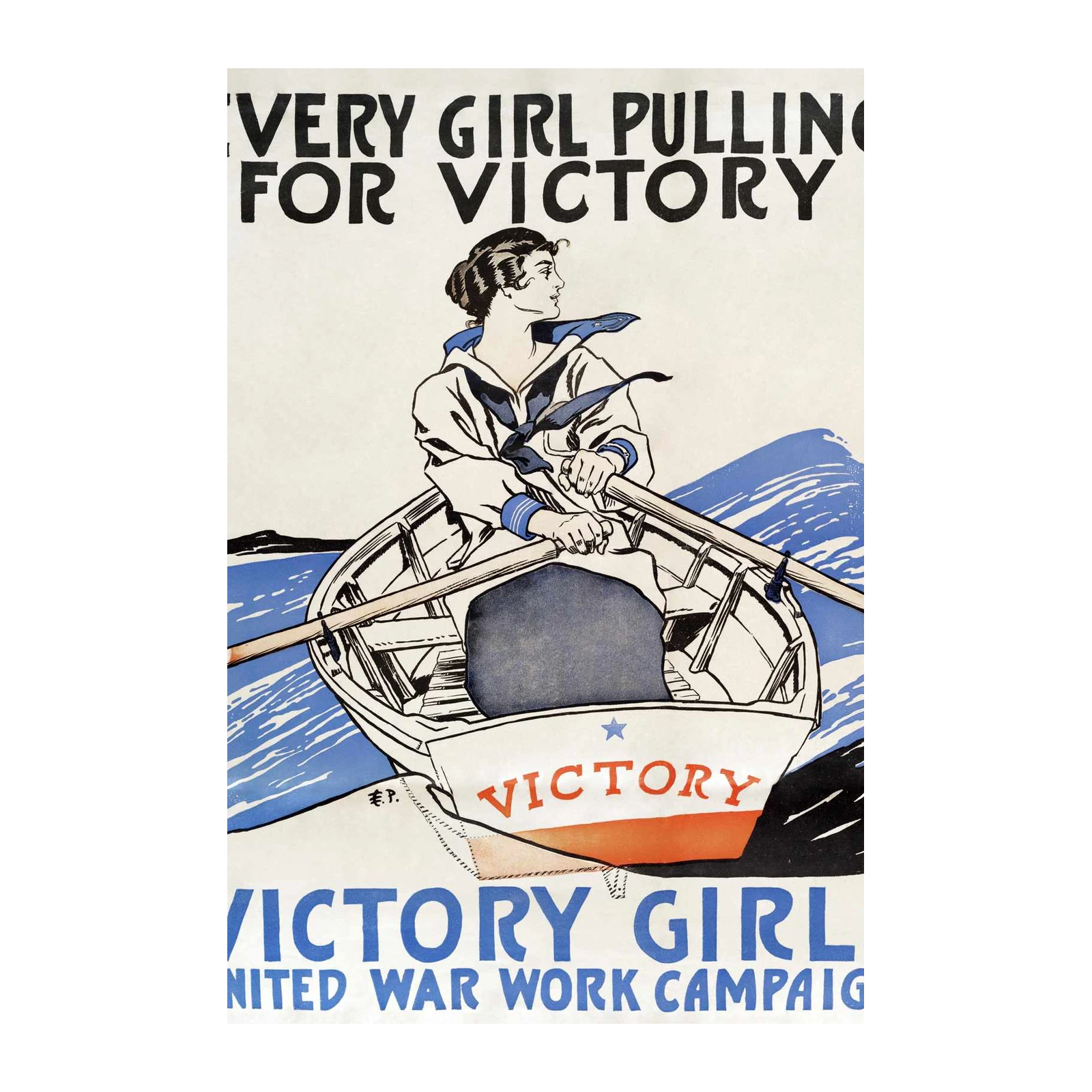 Vintage Victory Girls Rowing Wall Art