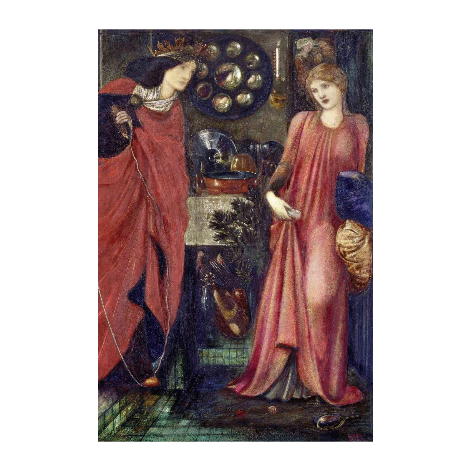 Mysterious Figures in Rich Red Wall Art