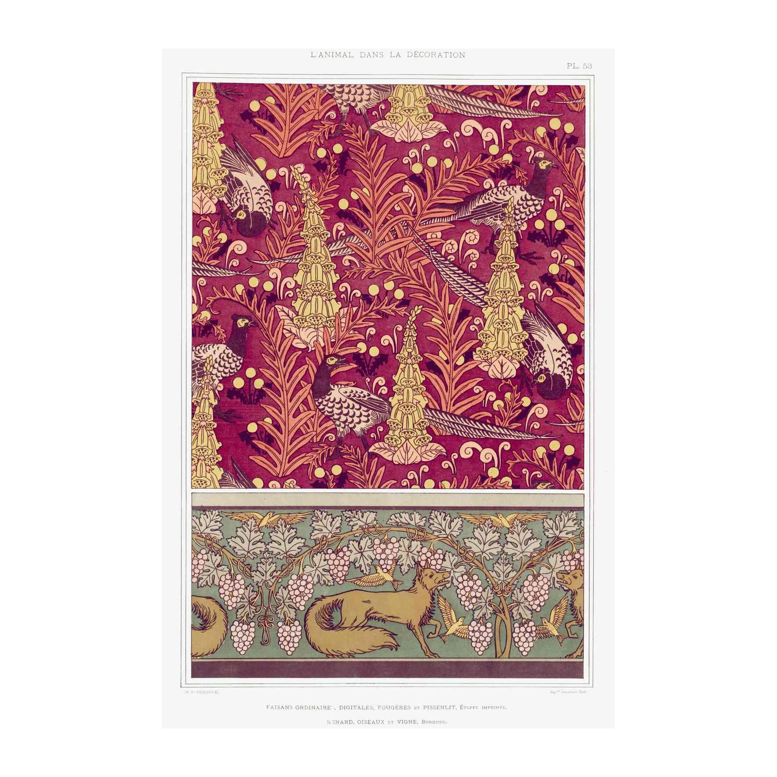 Art Nouveau Fox & Birds Wall Art