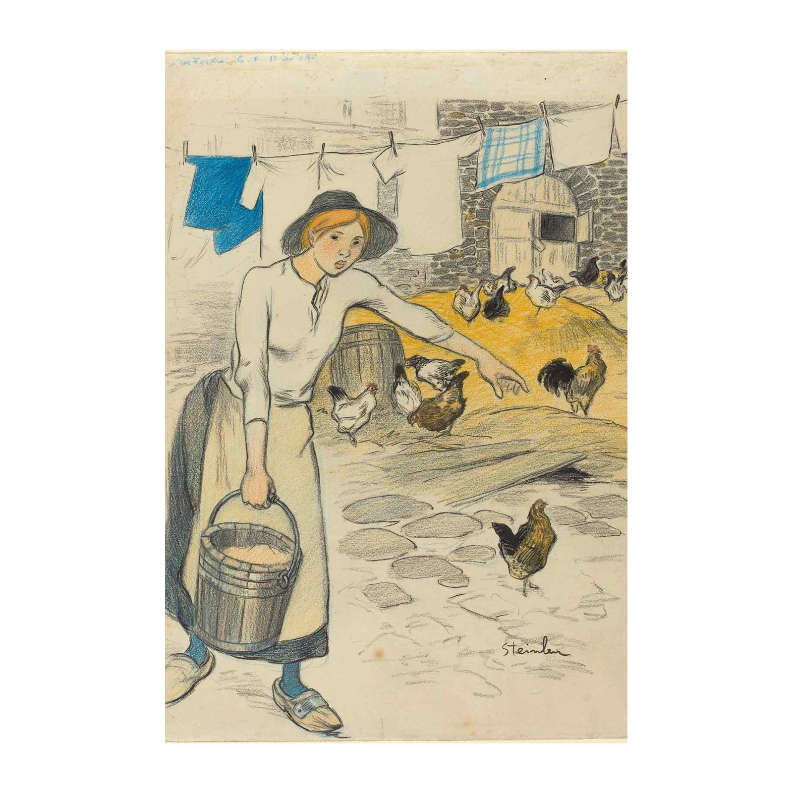 Vintage French Hen Keeper Art Wall Art