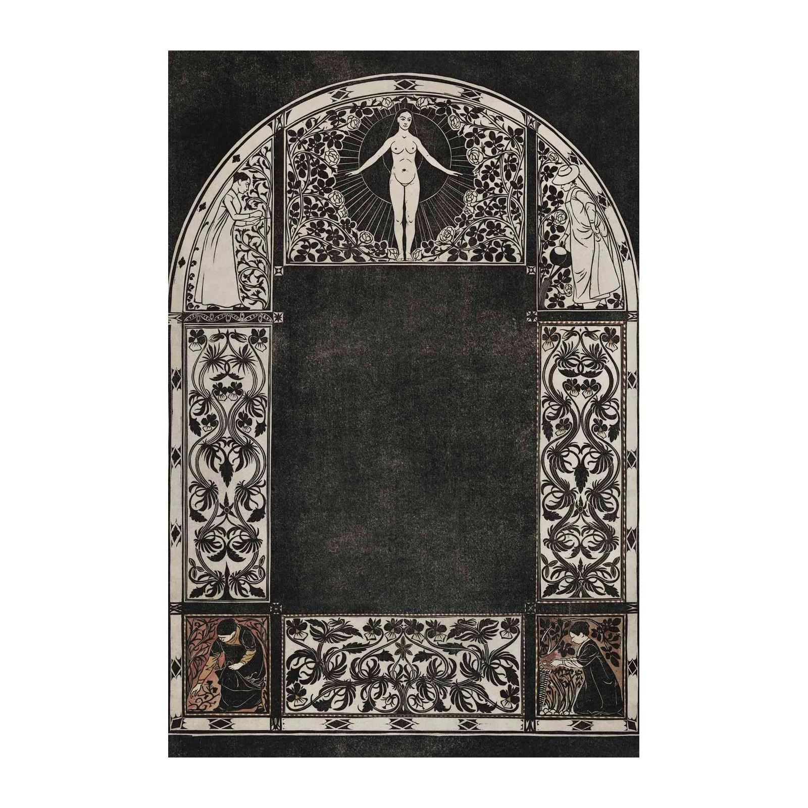 Art Nouveau Nude Botanical Arch Wall Art