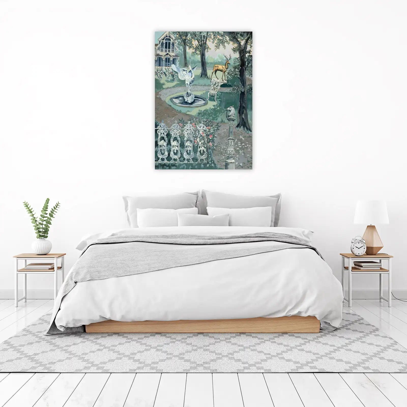 Whimsical Garden Deer & Heron Wall Art