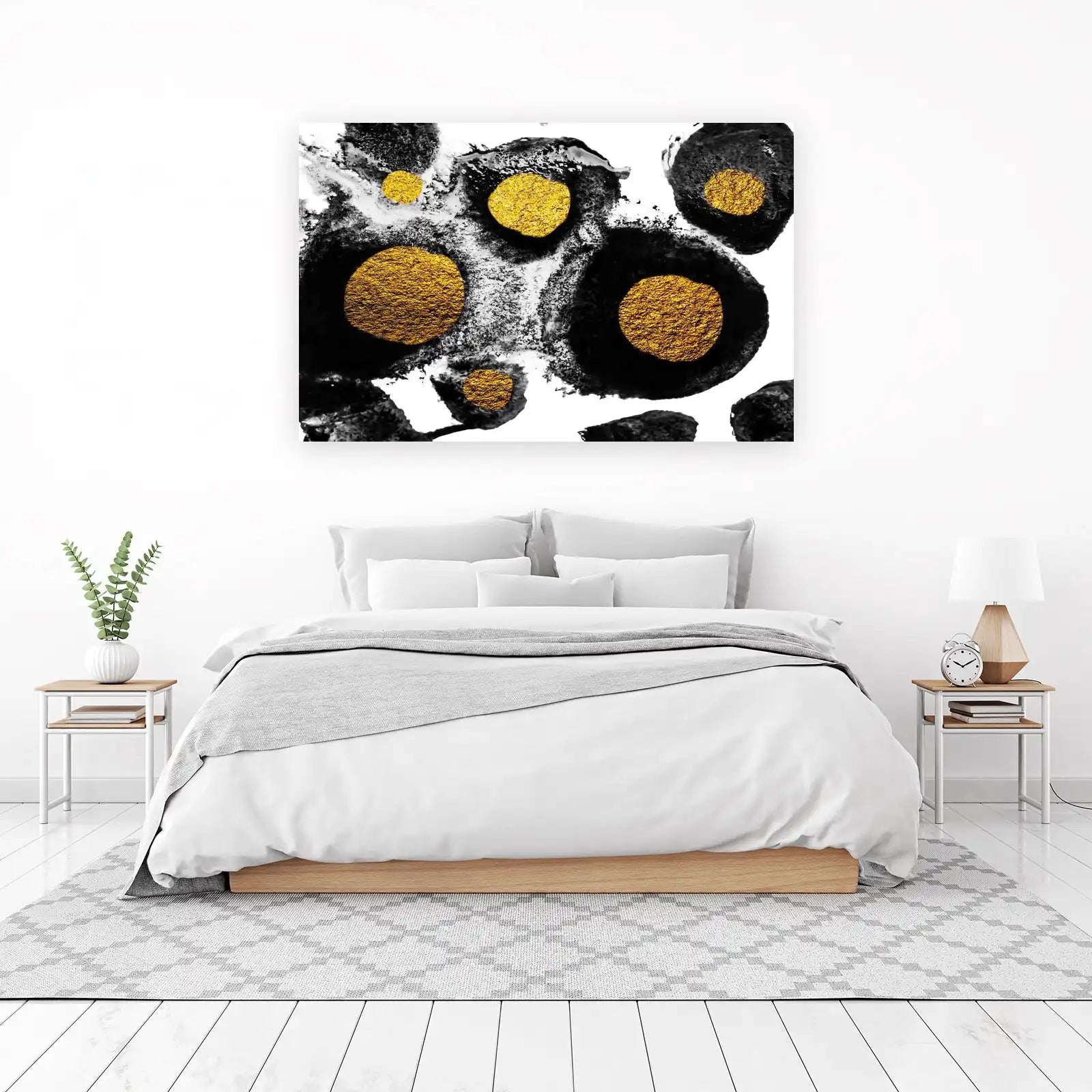 Abstract Gold & Black Circles Wall Art