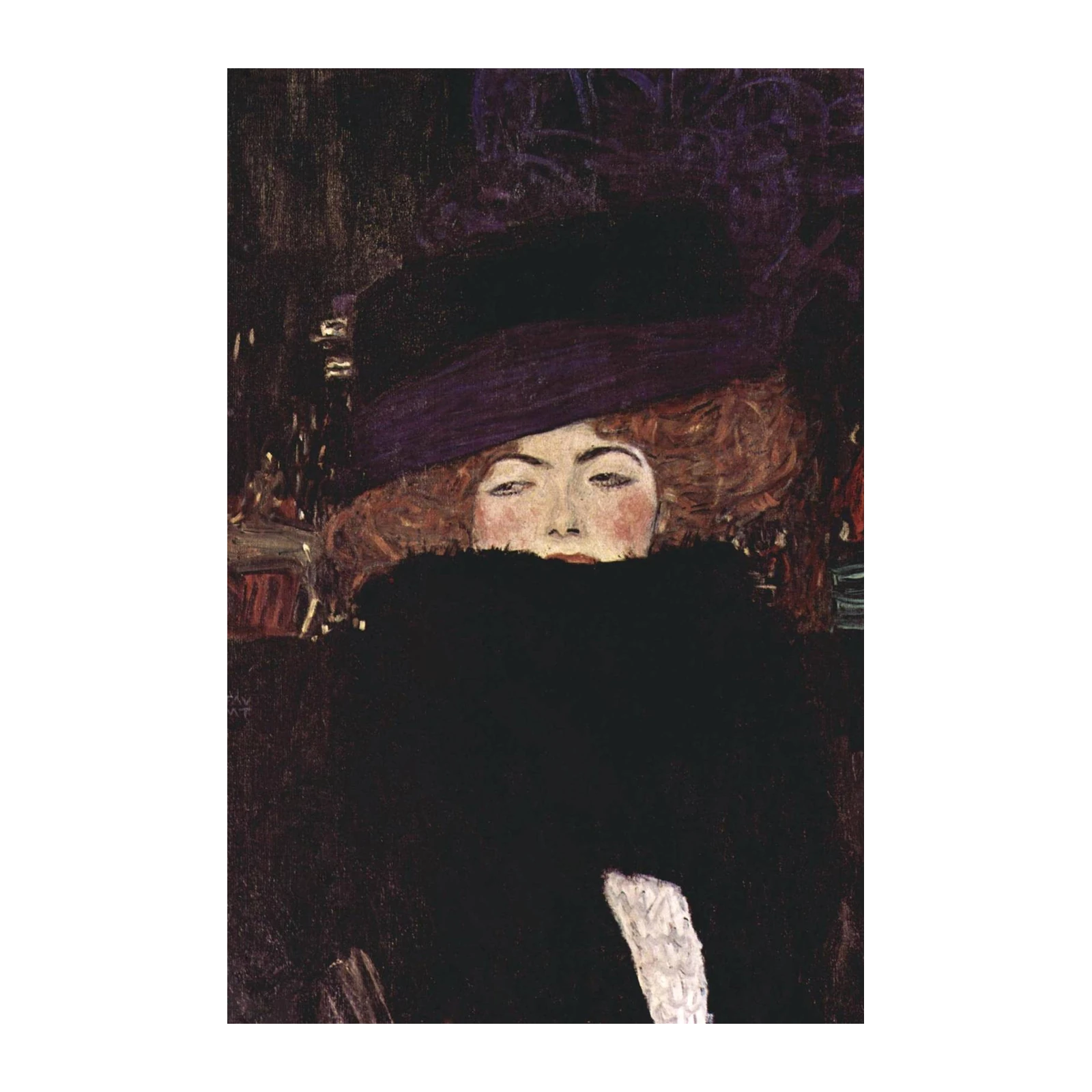 Gustav Klimt Woman in Black Hat Wall Art