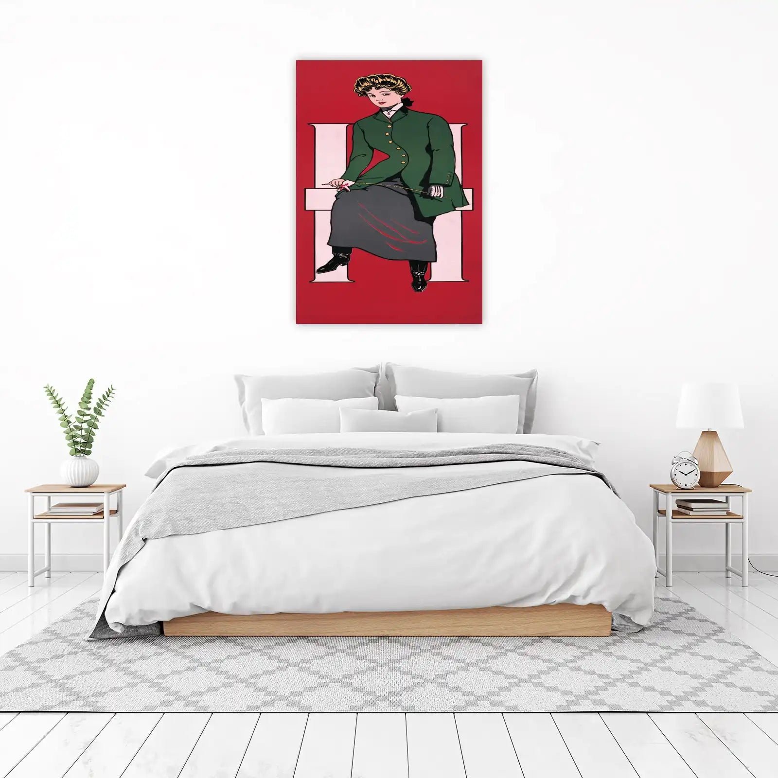 Elegant Victorian Woman Green Coat Wall Art