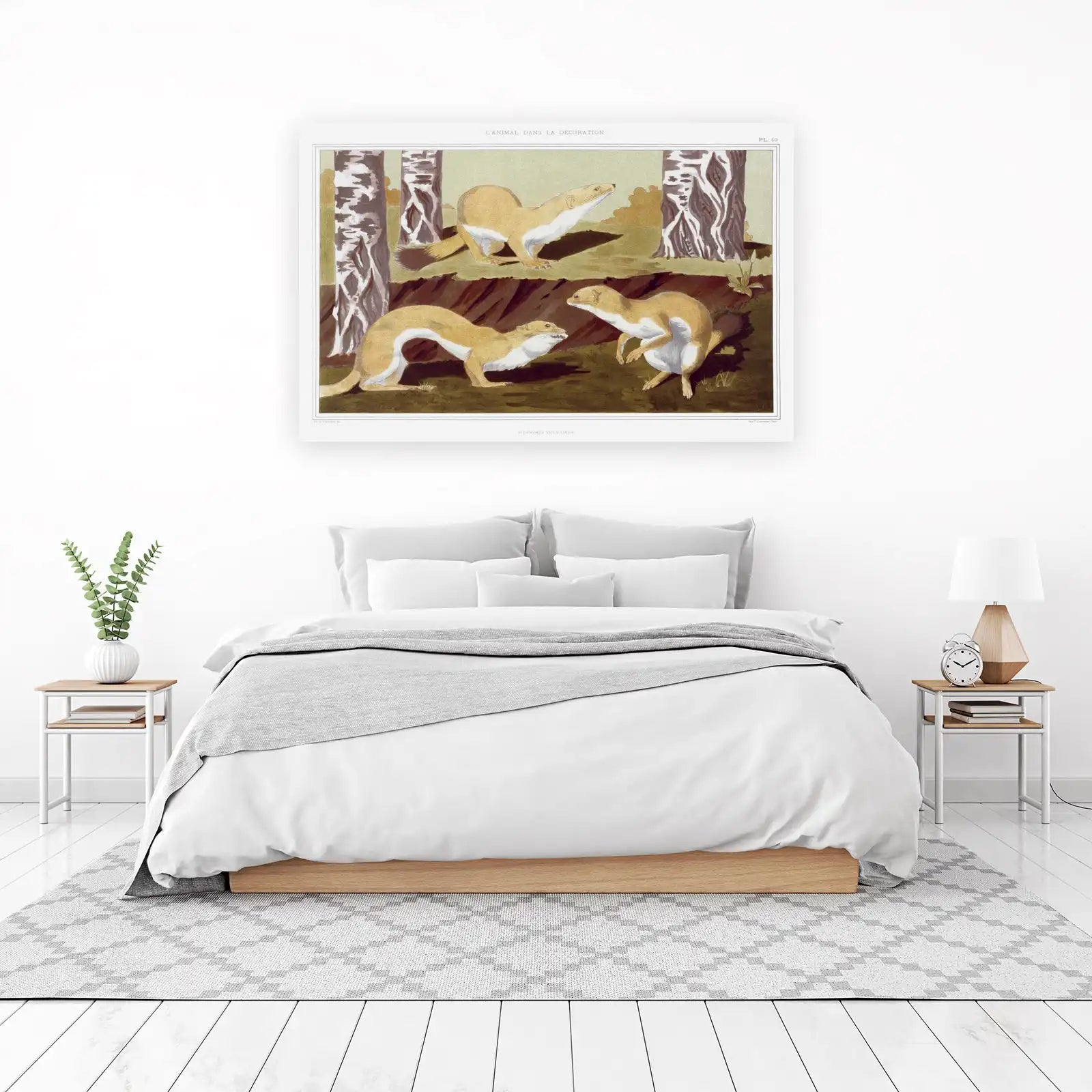 Vintage Hermine Animals Forest Wall Art