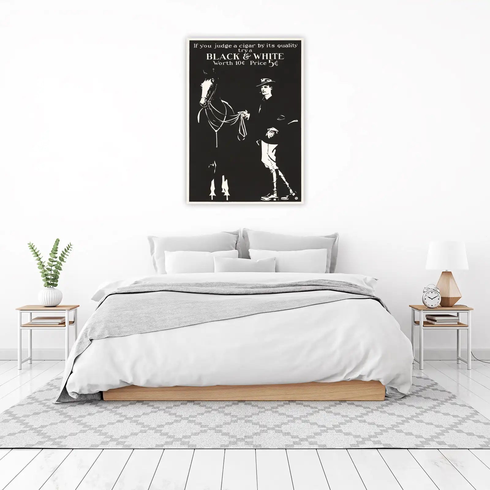 Vintage Horse & Gentleman Black & White Wall Art