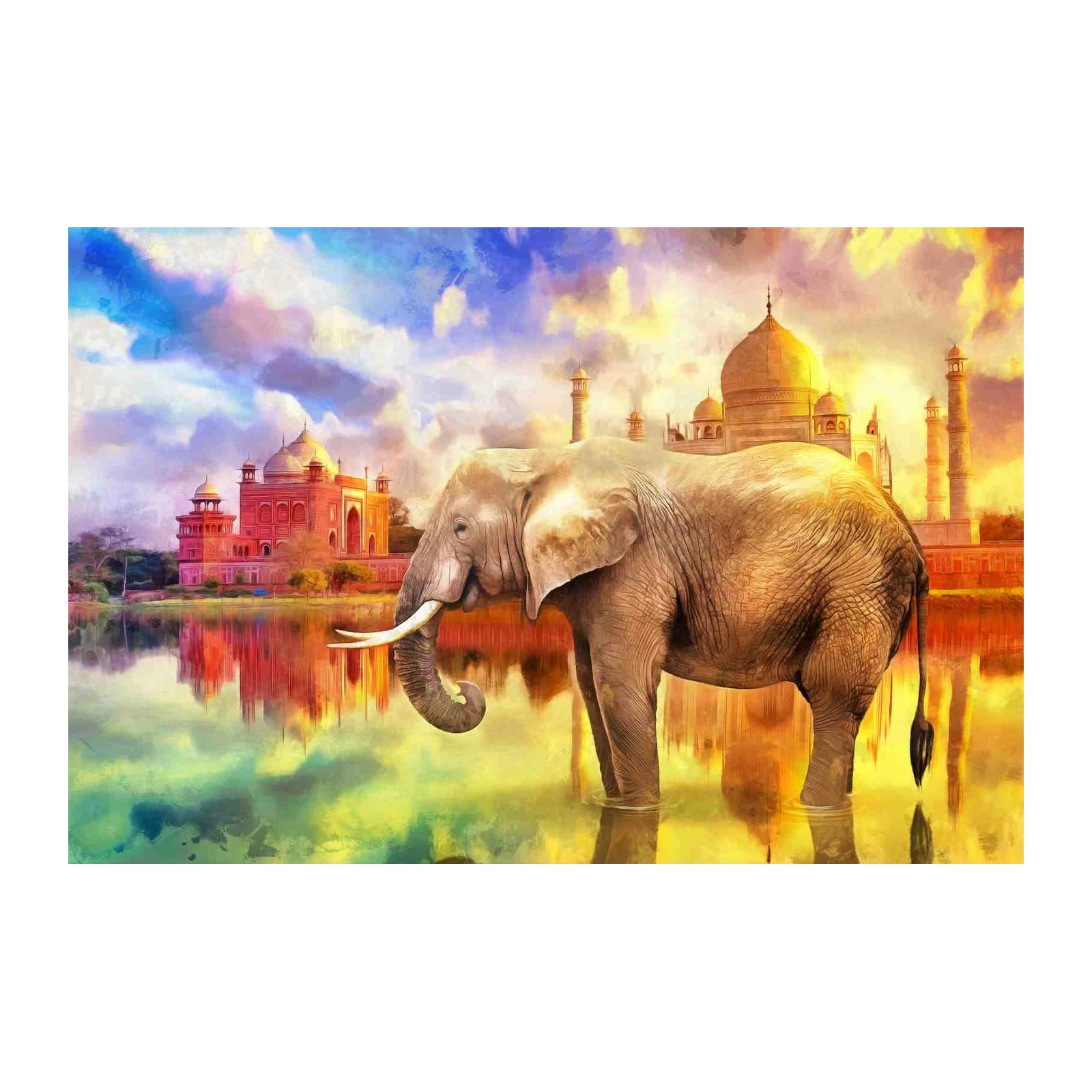 Majestic Elephant & Taj Mahal India Wall Art
