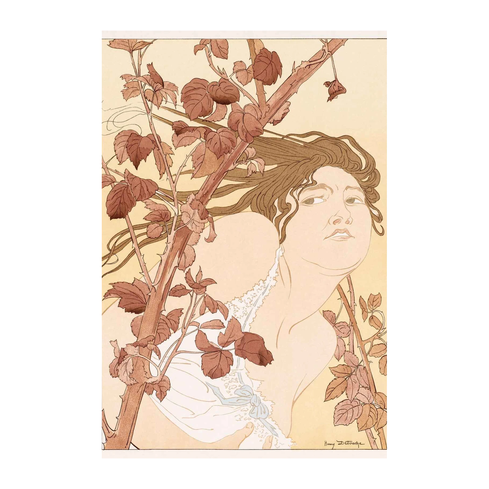 Art Nouveau Rose Woman Wall Art