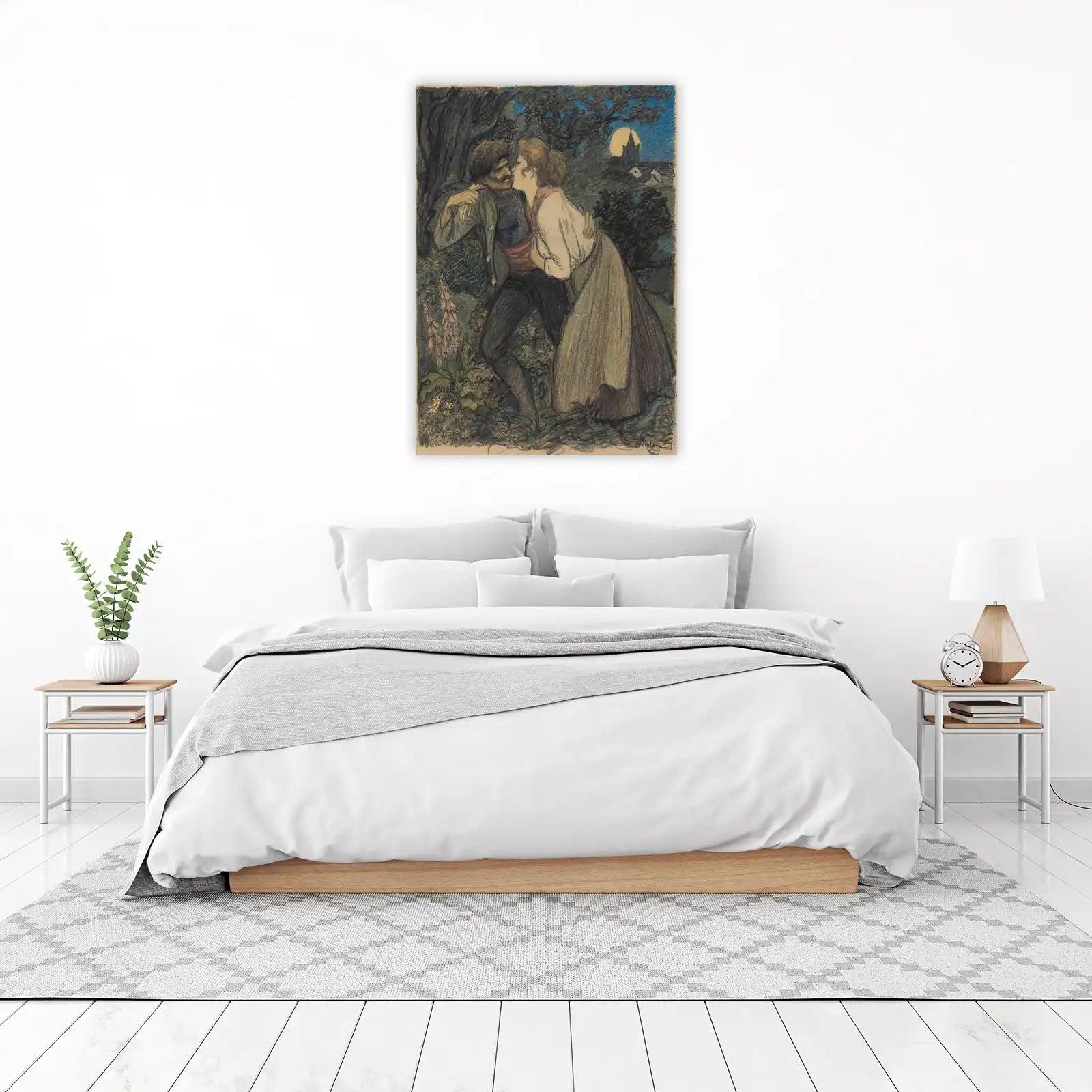 Romantic Moonlit Embrace Wall Art