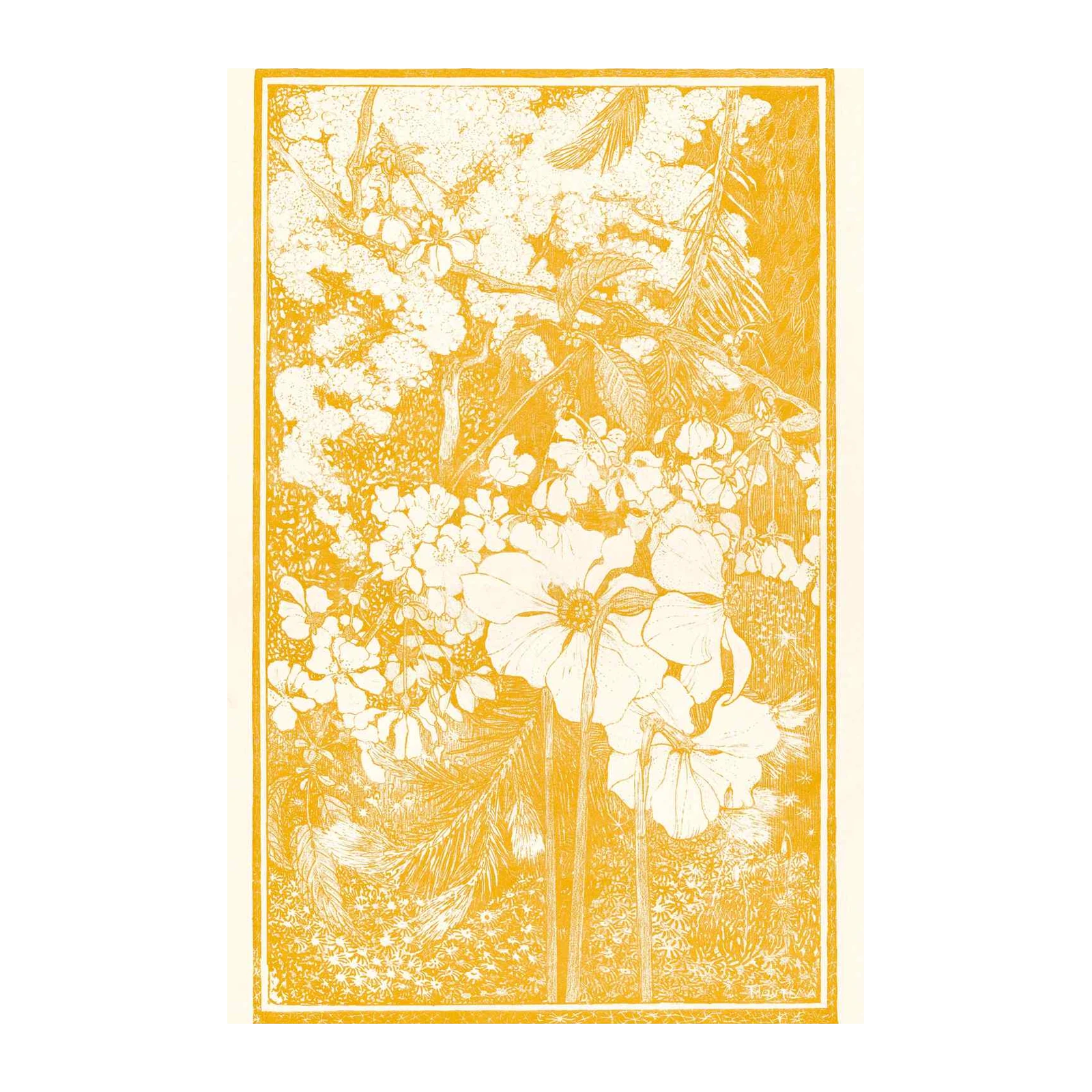 Golden Floral Garden Wall Art