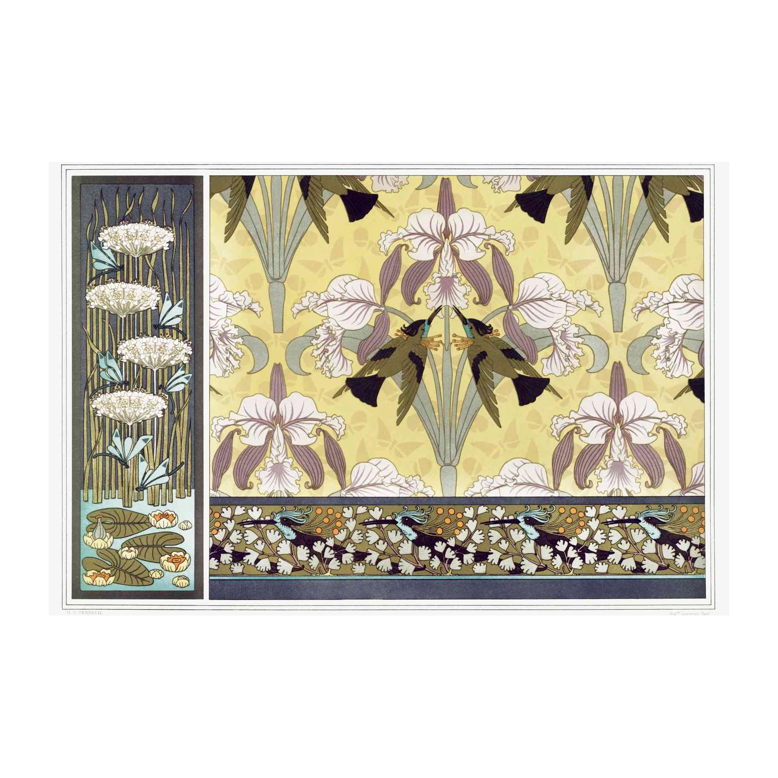 Art Nouveau Floral Bird Wall Art