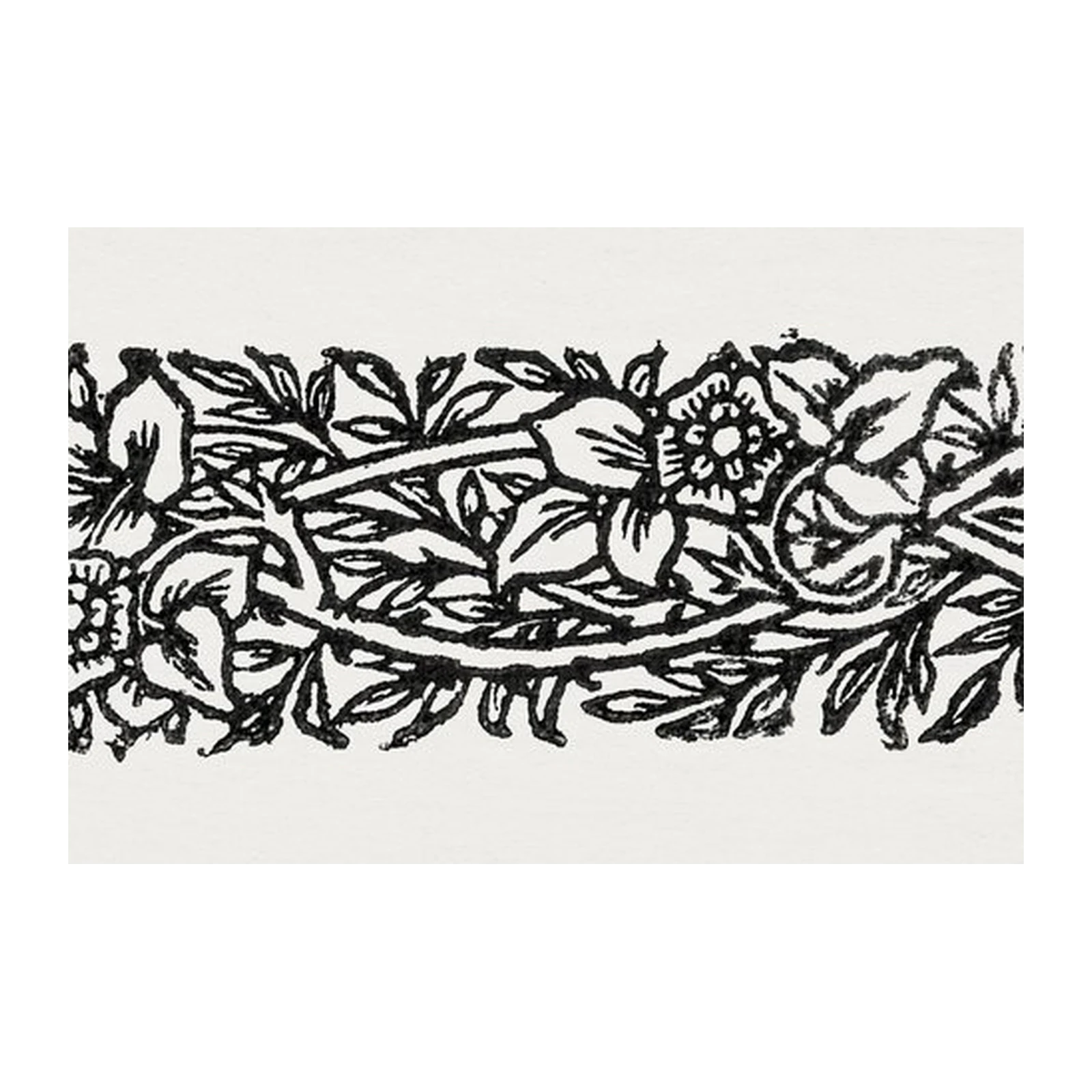 Vintage Floral Scroll Black & White Wall Art